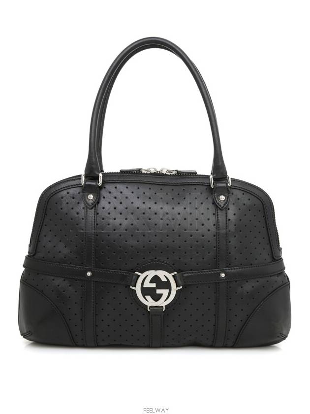 Luxury Gucci Trending 2025 Interlocking perforated GG black shoulder bag 114887