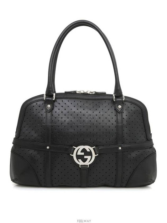 Luxury Gucci Trending 2025 Interlocking perforated GG black shoulder bag 114887