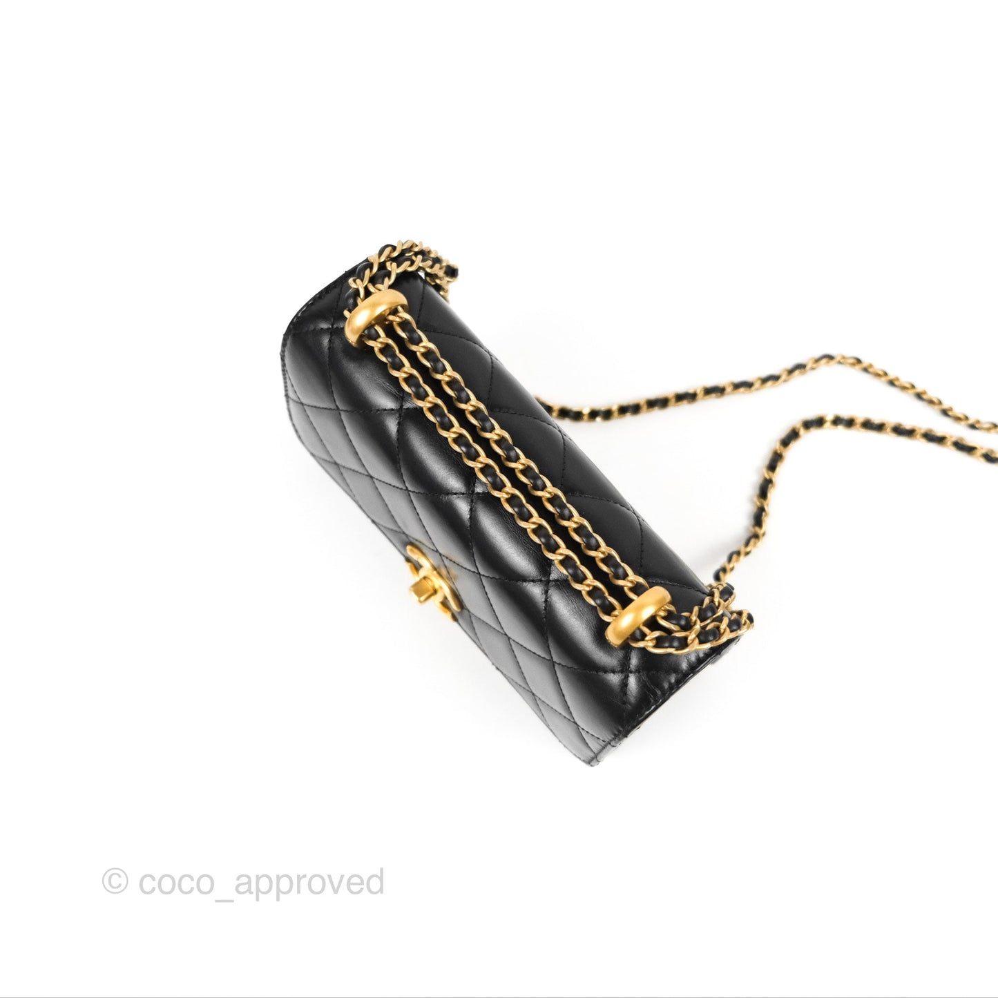 Chanel Quilted Mini Perfect Fit Adjustable Black Calfskin Aged Gold Hardware