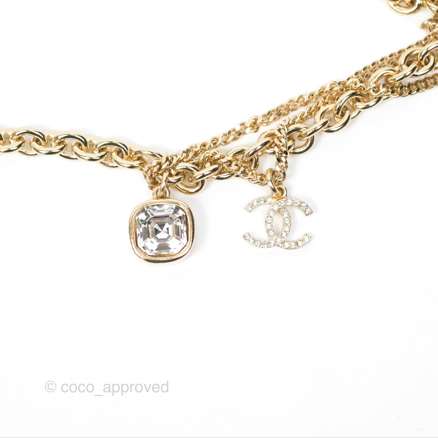 Chanel Charms CC Necklace Gold Tone 21K
