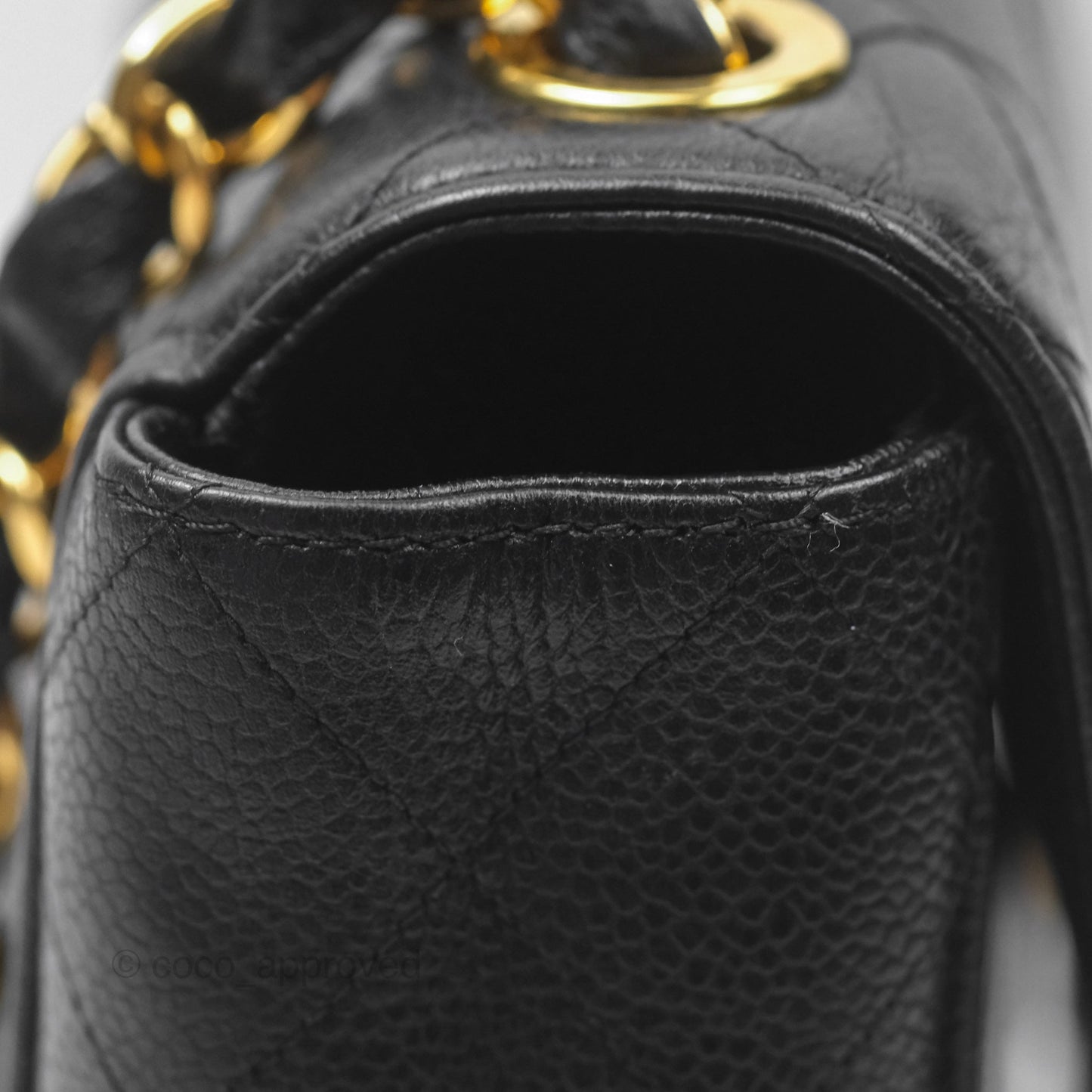 Chanel Vintage Jumbo Single Flap Black Caviar 24K Gold Hardware