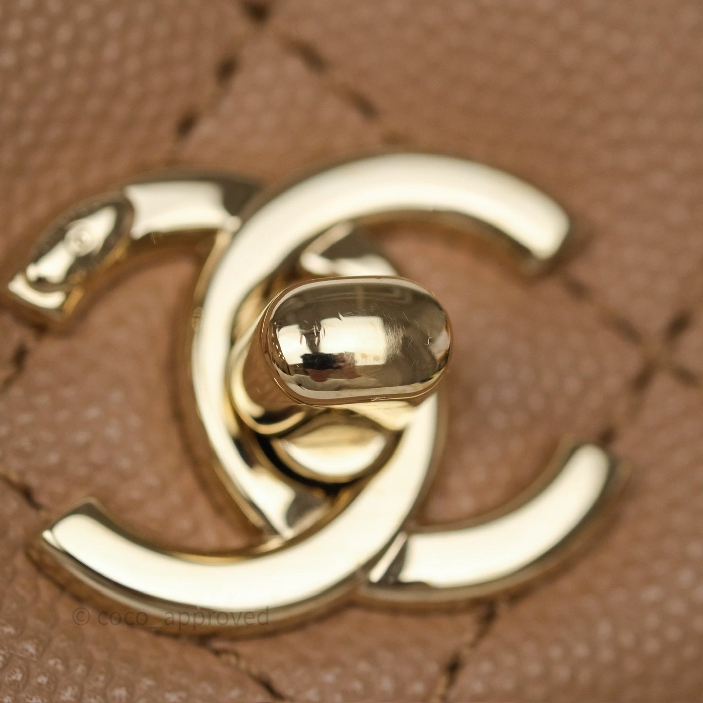 Chanel Small Coco Handle Quilted Beige Caviar Gold Hardware