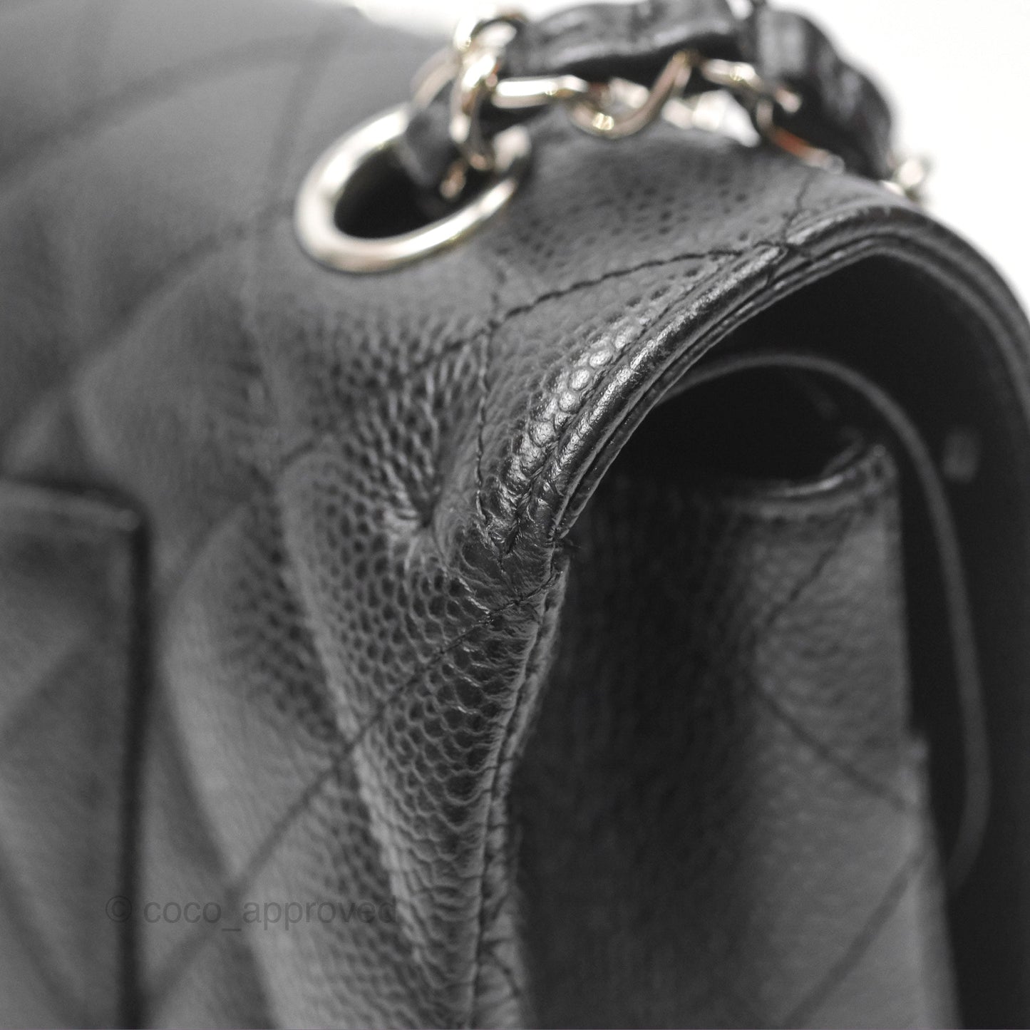 Chanel Classic M/L Medium Flap Quilted Black Caviar Silver Hardware