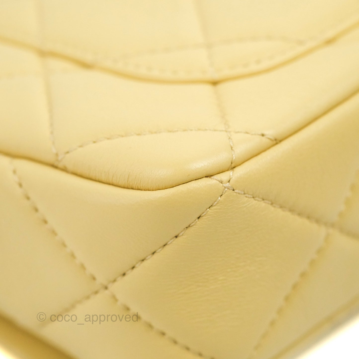Chanel Enamel Quilted Pending CC Mini Square Flap Yellow Lambskin Aged Gold Hardware 22P