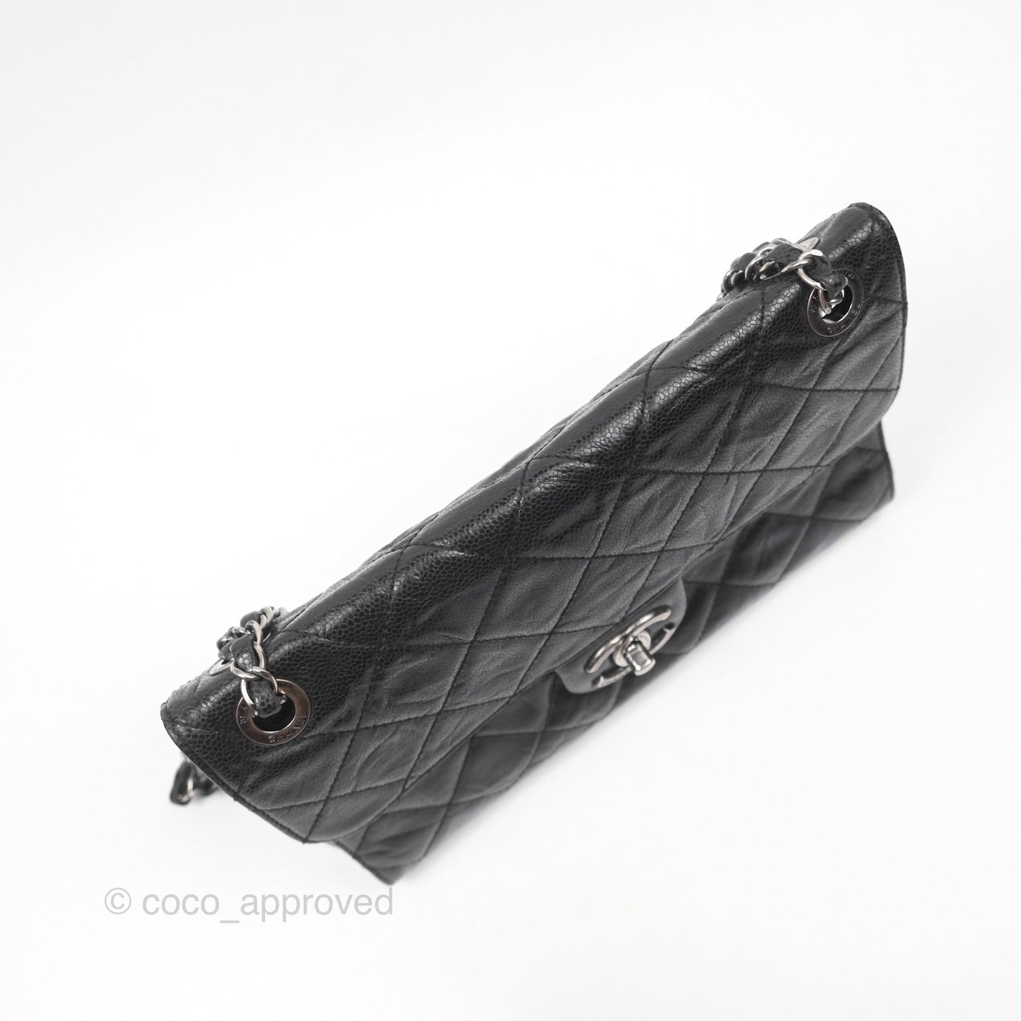 Chanel Quilted Single Flap Bag Soft Caviar Black Ruthenium Hardware