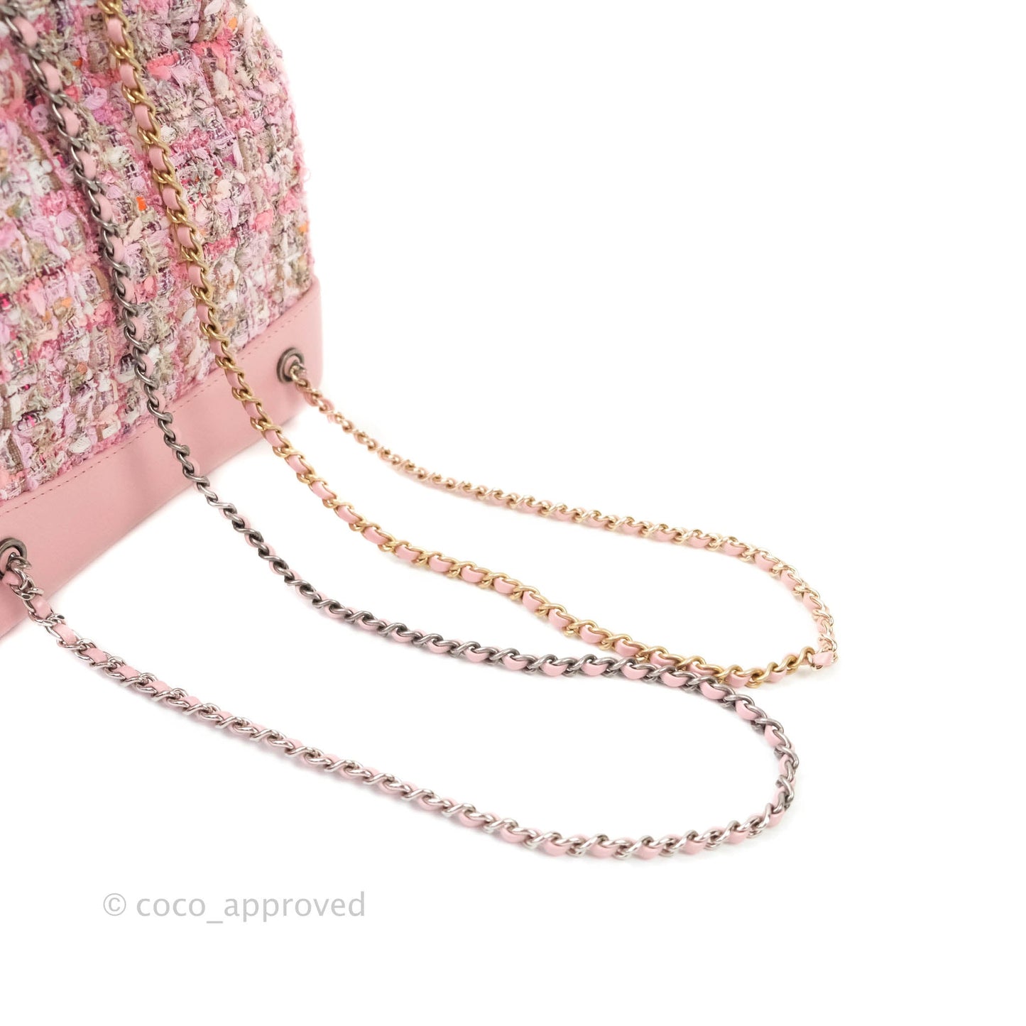 Chanel Gabrielle Small Backpack Pink Tweed Aged Calfskin