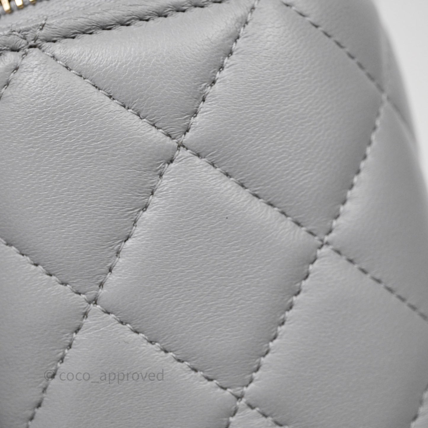 Chanel Vanity with Adjustable Chain Grey Lambskin Aged Gold Hardware