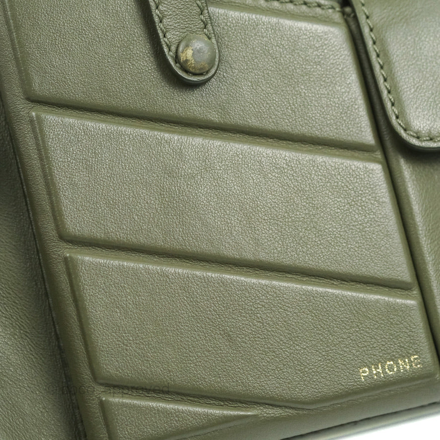 Fendi Mini Peekaboo Pocket Bag Olive Green Gold Hardware