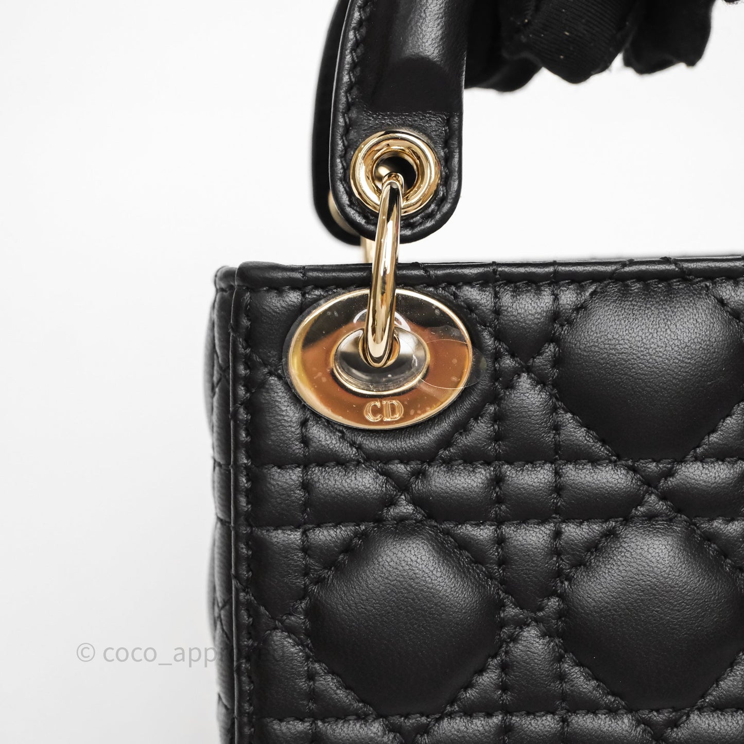 Christian Dior Micro Lady Dior Cannage Black Lambskin Gold Hardware