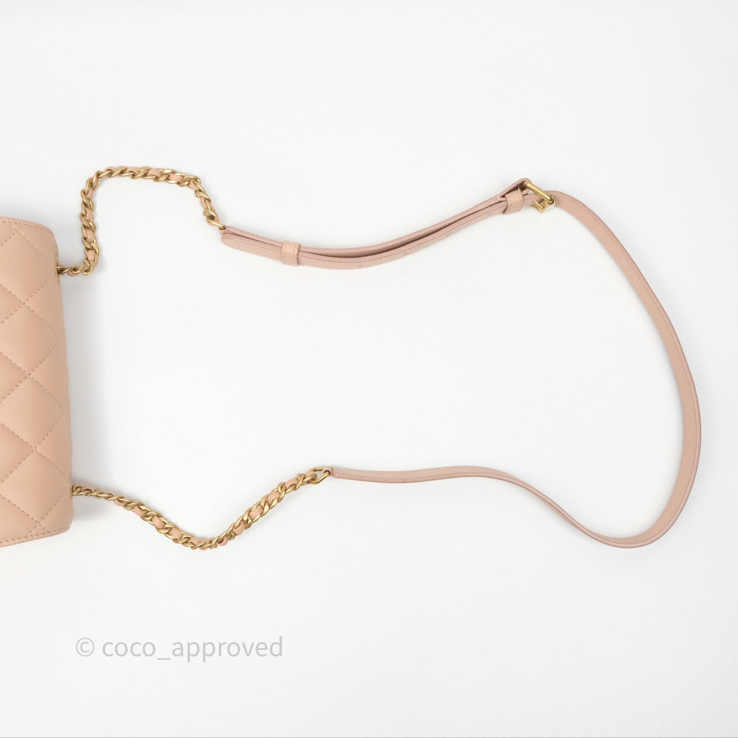 Chanel Messenger Bag Beige Pink Calfskin Aged Gold Hardware