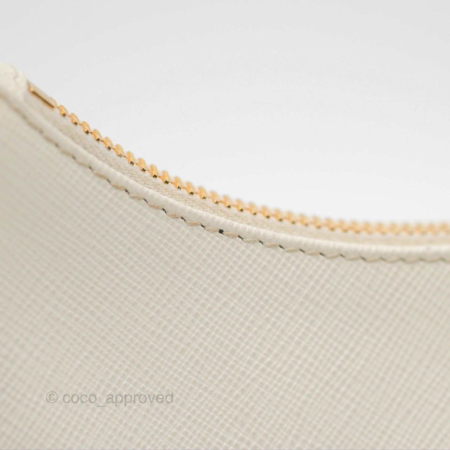 Prada Re-Edition 2005 Ivory White Saffiano Leather Bag Gold Hardware