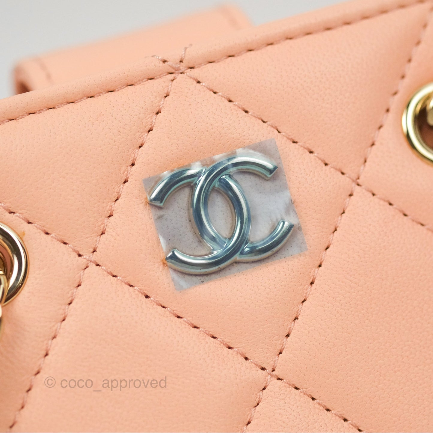 Chanel Mini Clutch With Chain Light Beige Pink Lambskin Gold Hardware