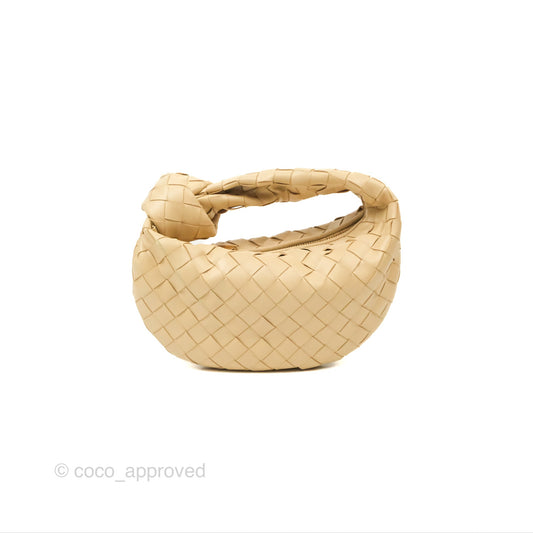Bottega Veneta Mini Jodie Clutch Bag Intrecciato Porridge Lambskin Gold Hardware