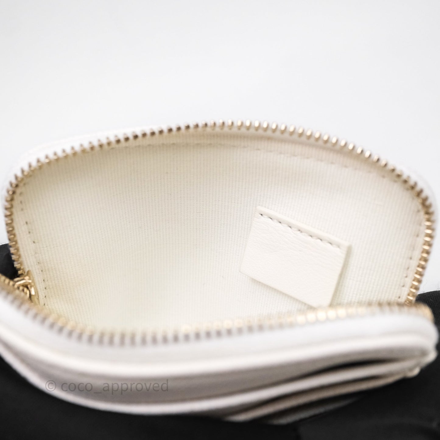Chanel Quilted Classic Zip Card Holder Wallet White Caviar Gold Hardware