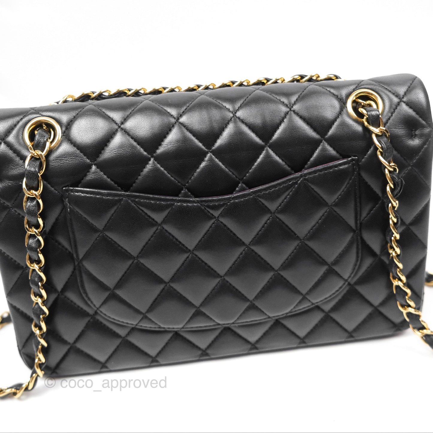 Chanel Classic M/L Medium Flap Quilted Black Lambskin Gold Hardware