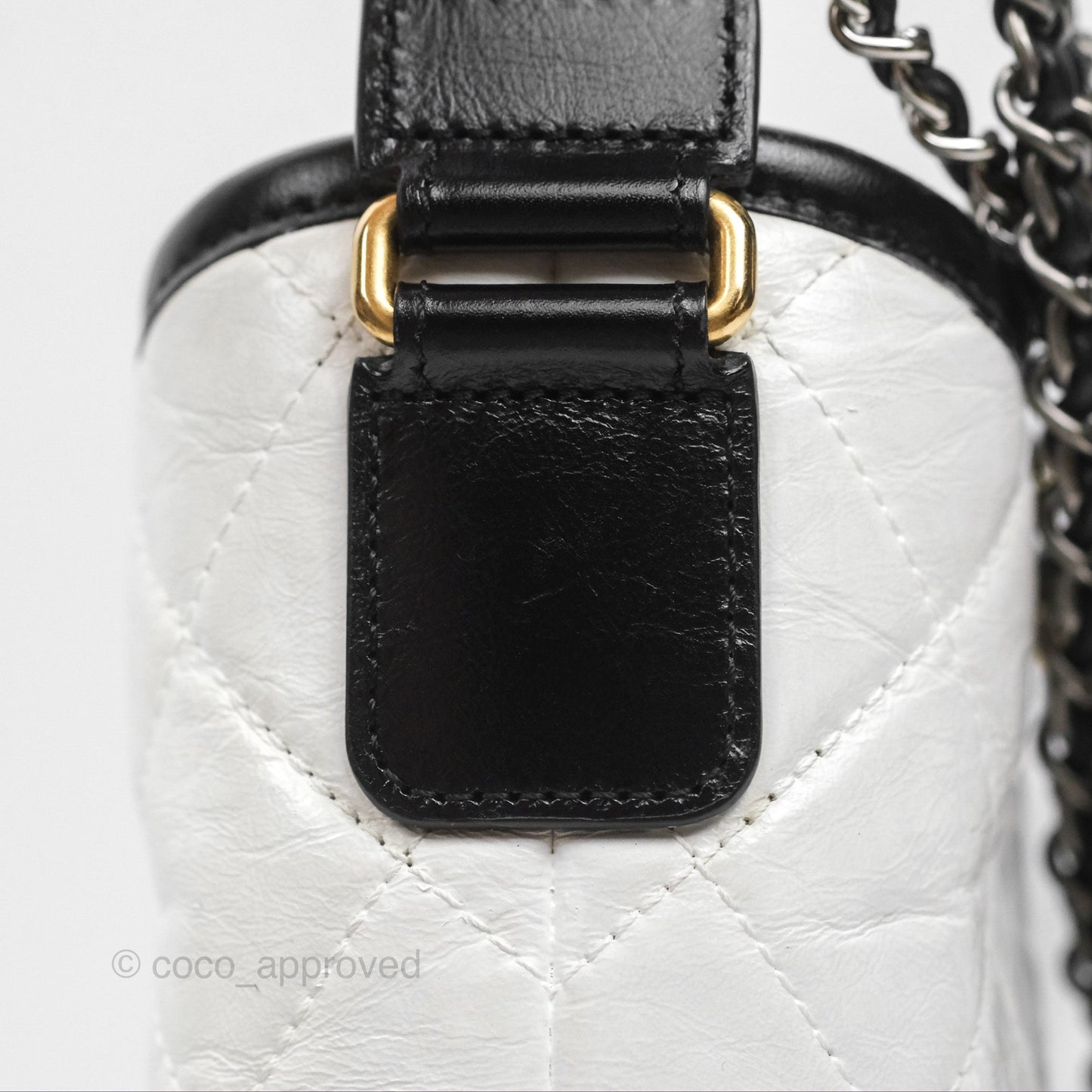 Chanel Small Gabrielle Hobo Quilted Black White Aged Calfskin