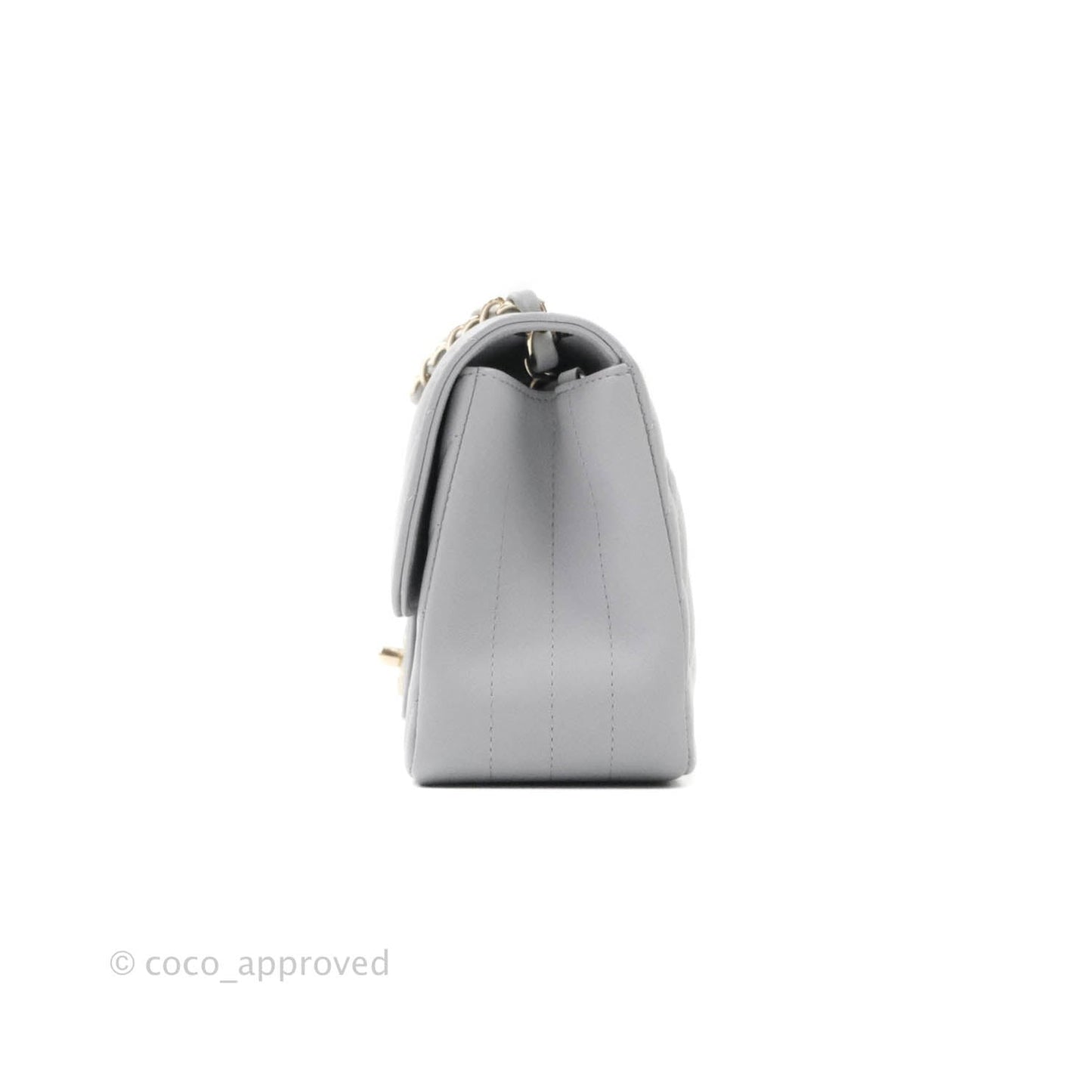 Chanel Mini Square Chevron Grey Lambskin Gold Hardware 20S