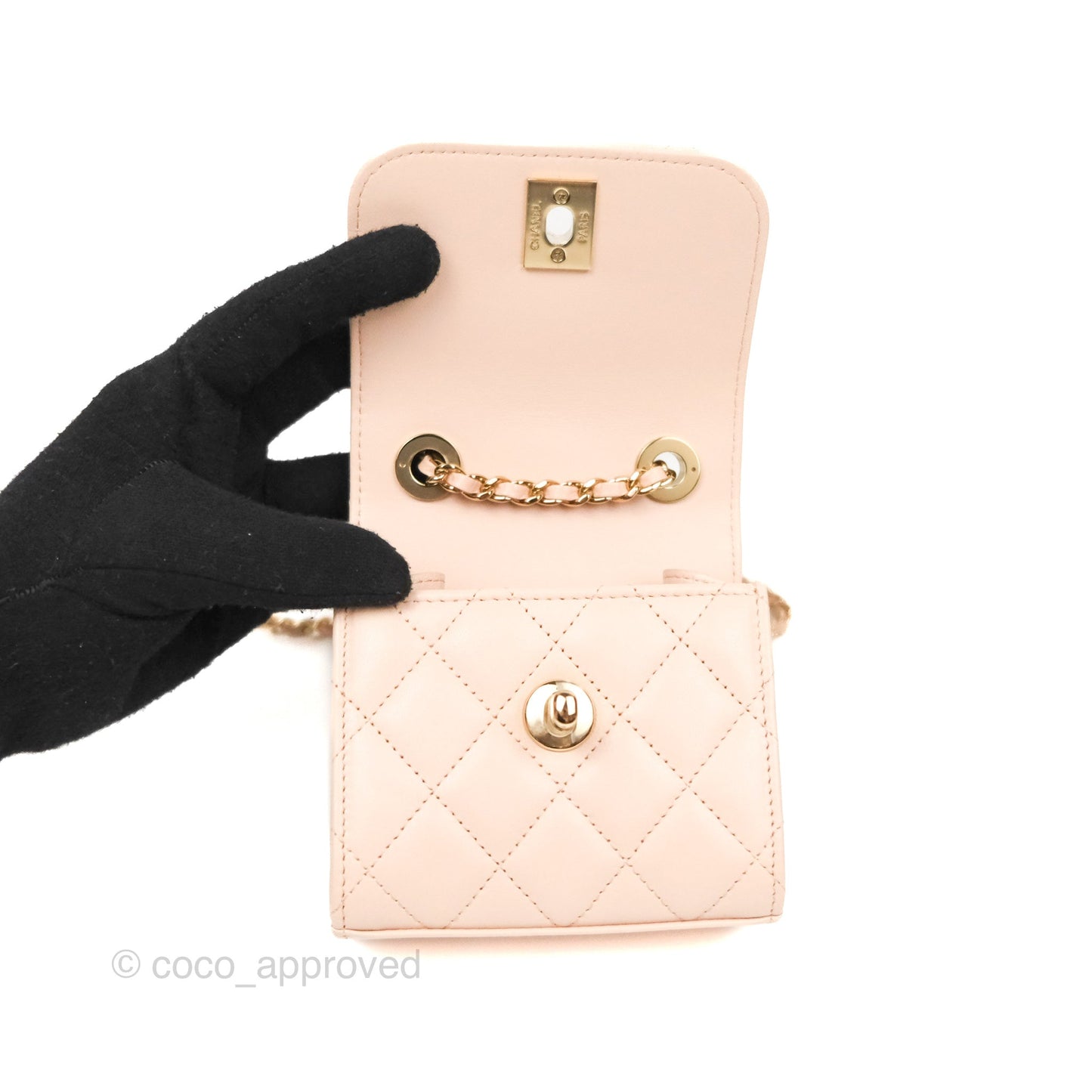 Chanel Mini Quilted Trendy CC Clutch With Chain Light Pink Lambskin Gold Hardware