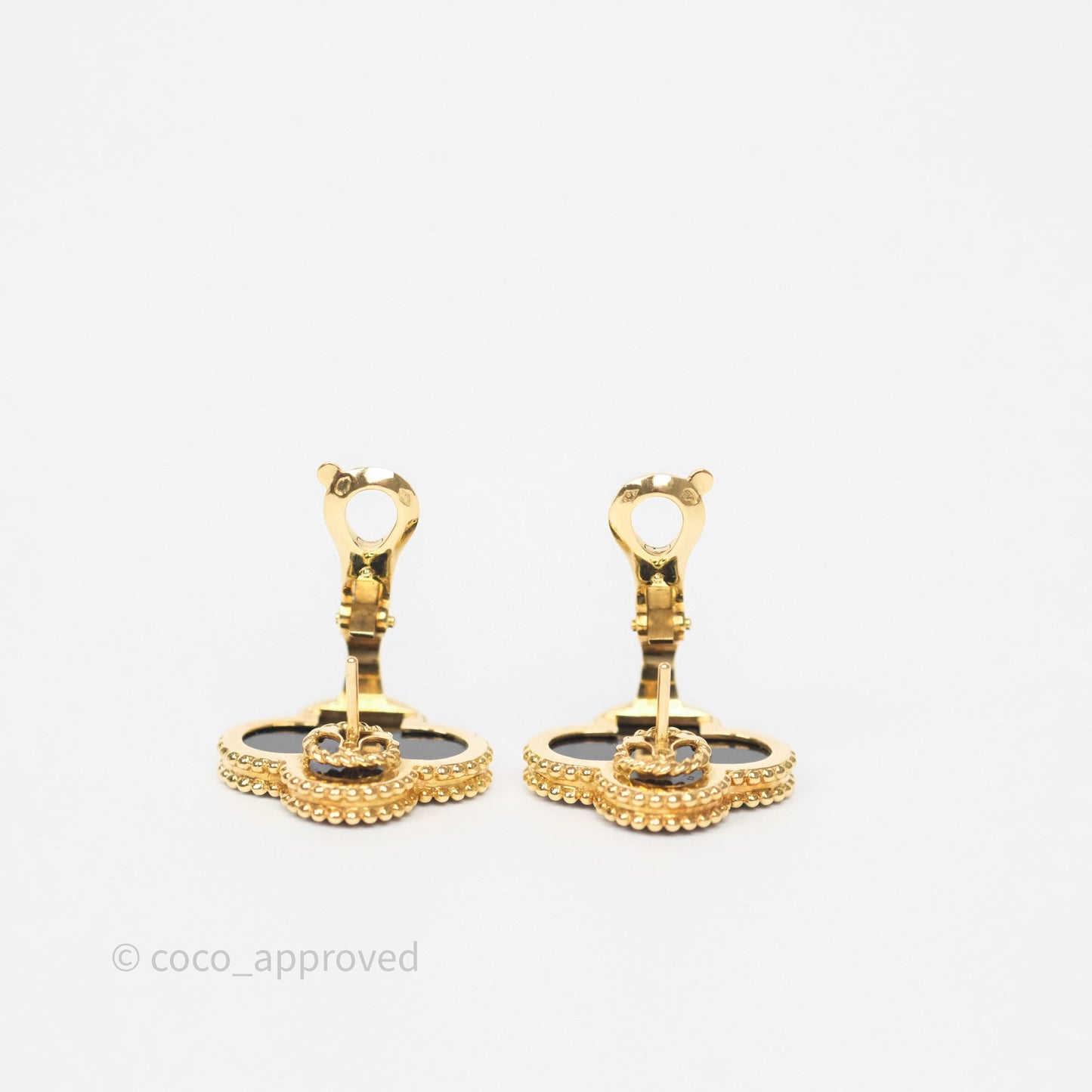 Van Cleef & Arpels Magic Alhambra Earrings 18K Yellow Gold Onyx