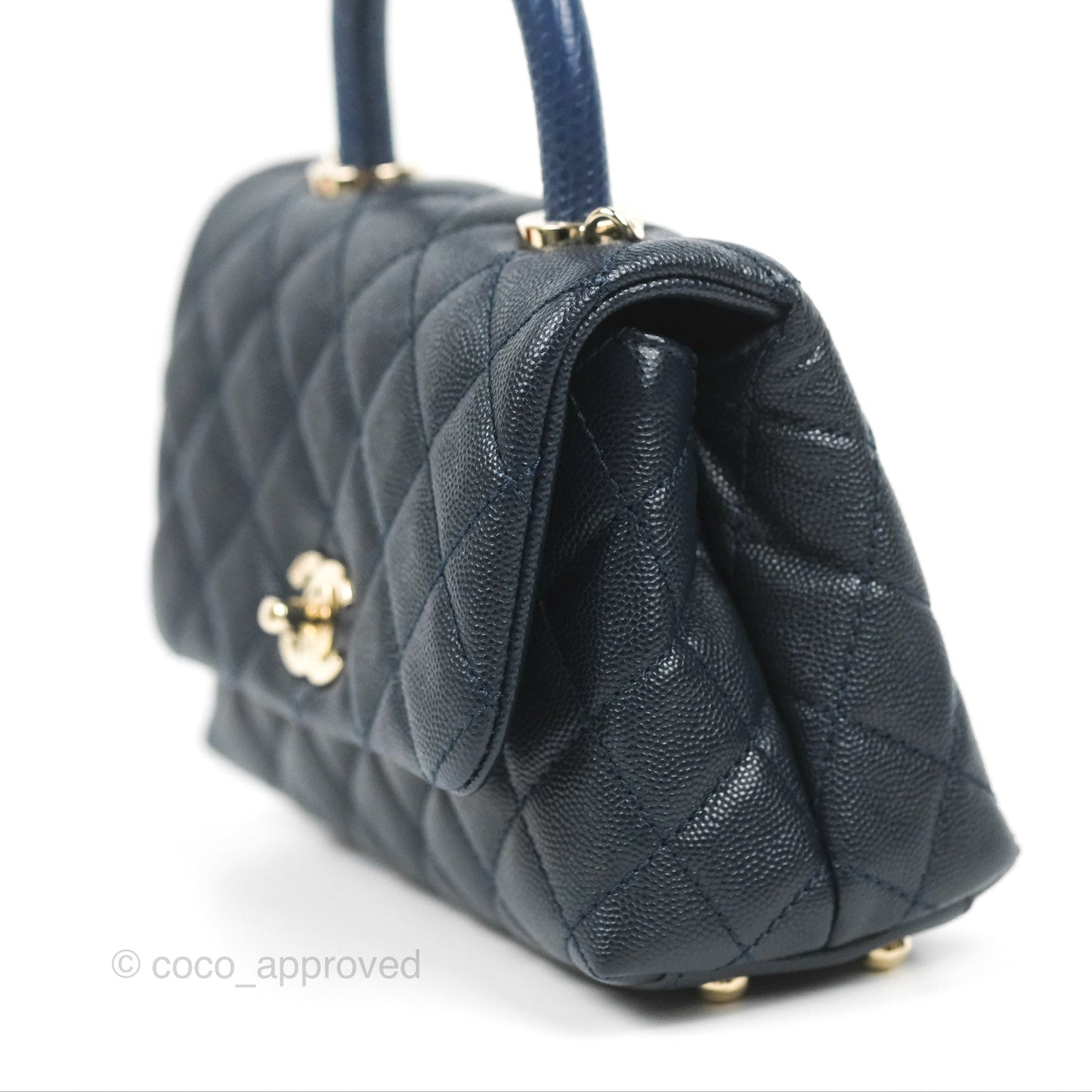 Chanel Mini Coco Handle Quilted Navy Caviar Gold Hardware