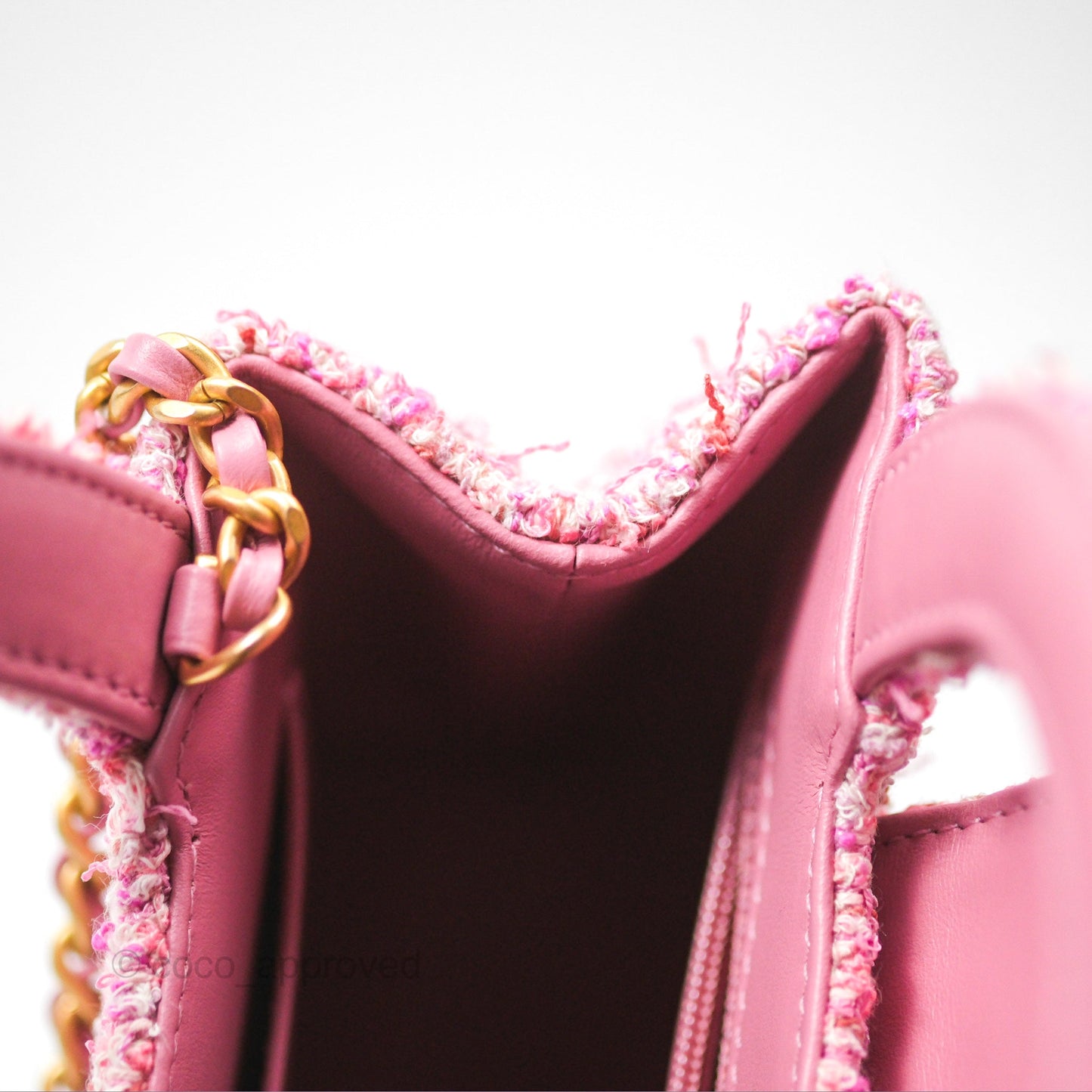 Chanel Kelly Bag Pink Tweed Aged Gold Hardware