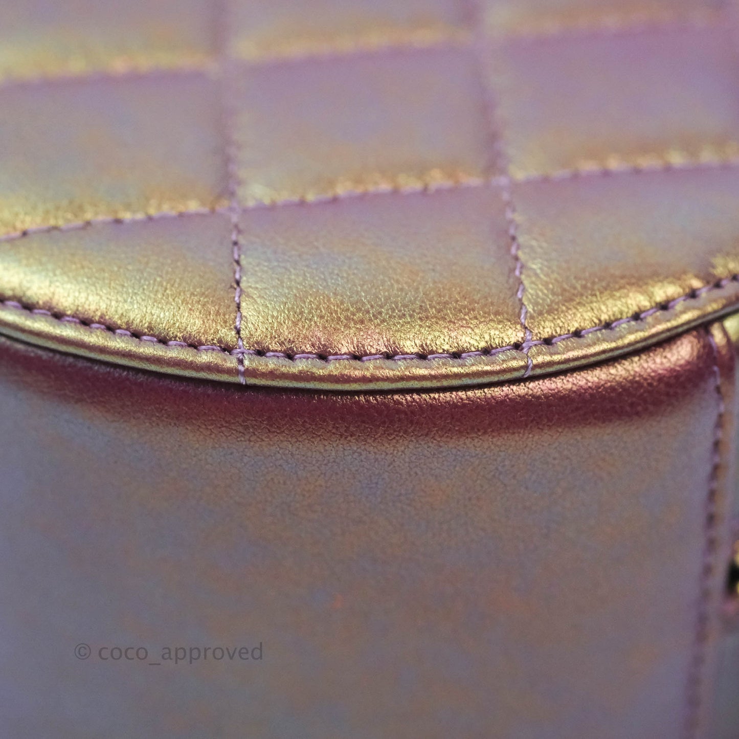 Chanel Classic Quilted Round Clutch With Chain Metallic Purple Lambskin Gold Hardware