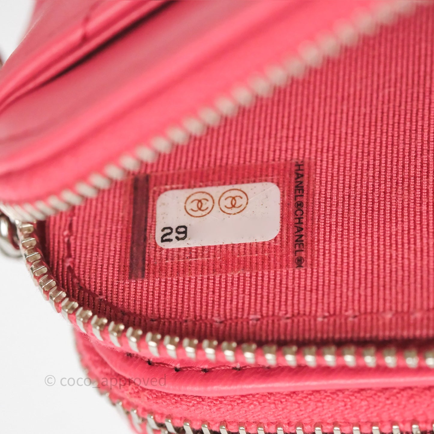 Chanel Double Zip Clutch On Chain Dark Pink Lambskin Silver Hardware