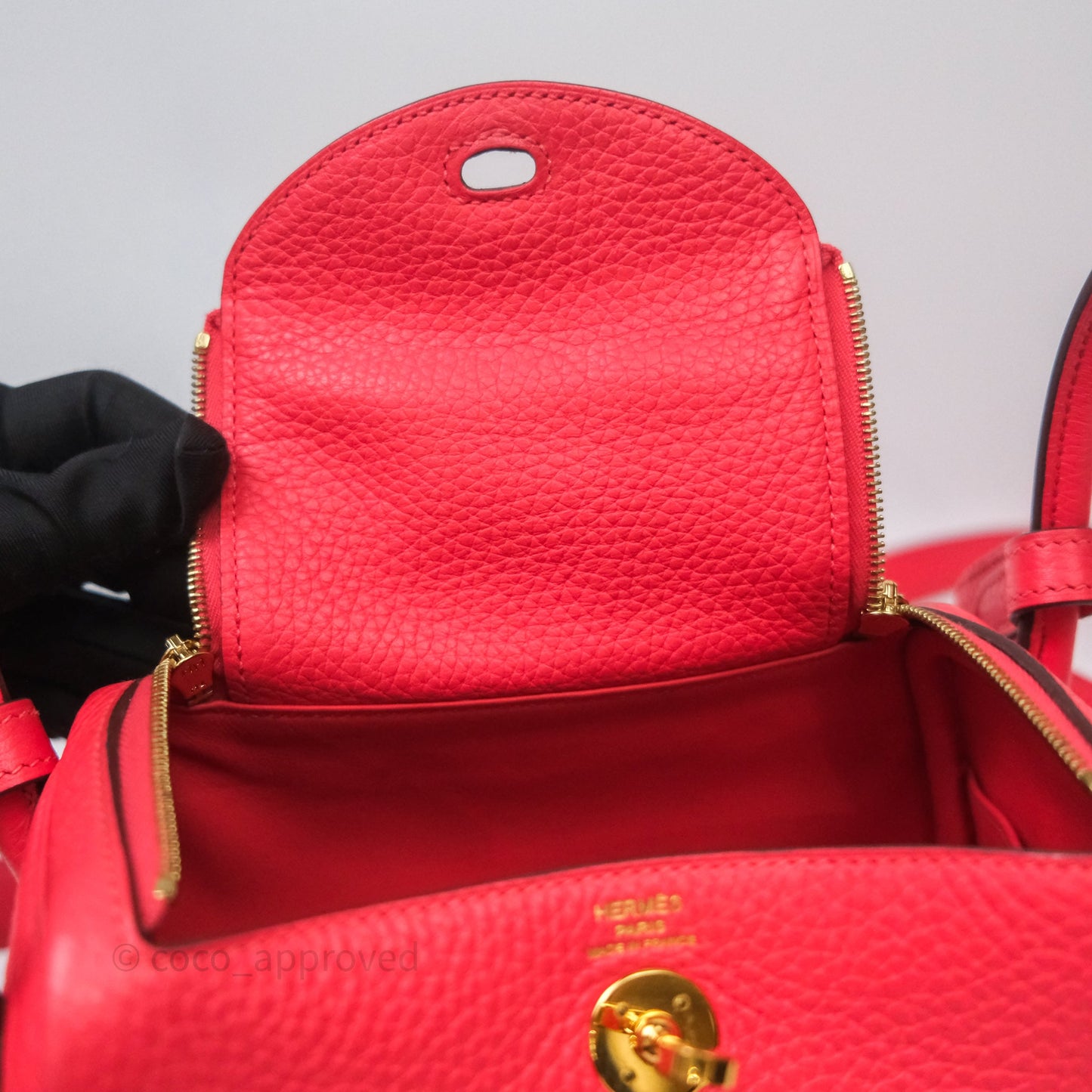 Hermès Mini Lindy 0E Rose Texas Clemence Gold Hardware