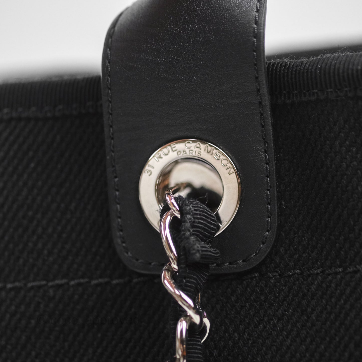 Chanel Medium Deauville Black Canvas Imitation Pearl