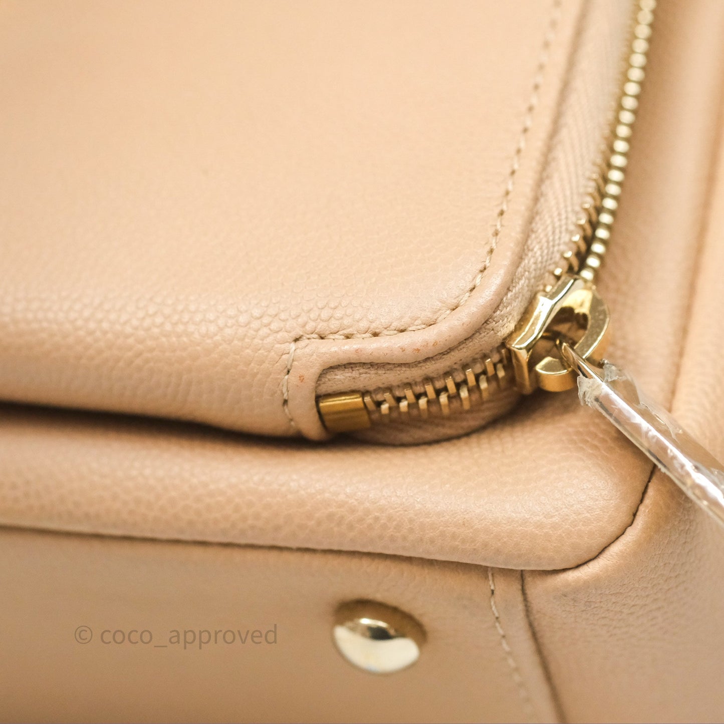 Chanel Quilted Small Business Affinity Flap Beige Caviar Gold Hardware