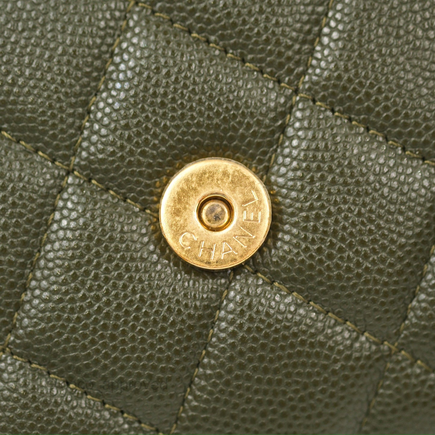 Chanel Coco First Mini Clutch On Chain Dark Olive Green Caviar Gold Hardware 22K