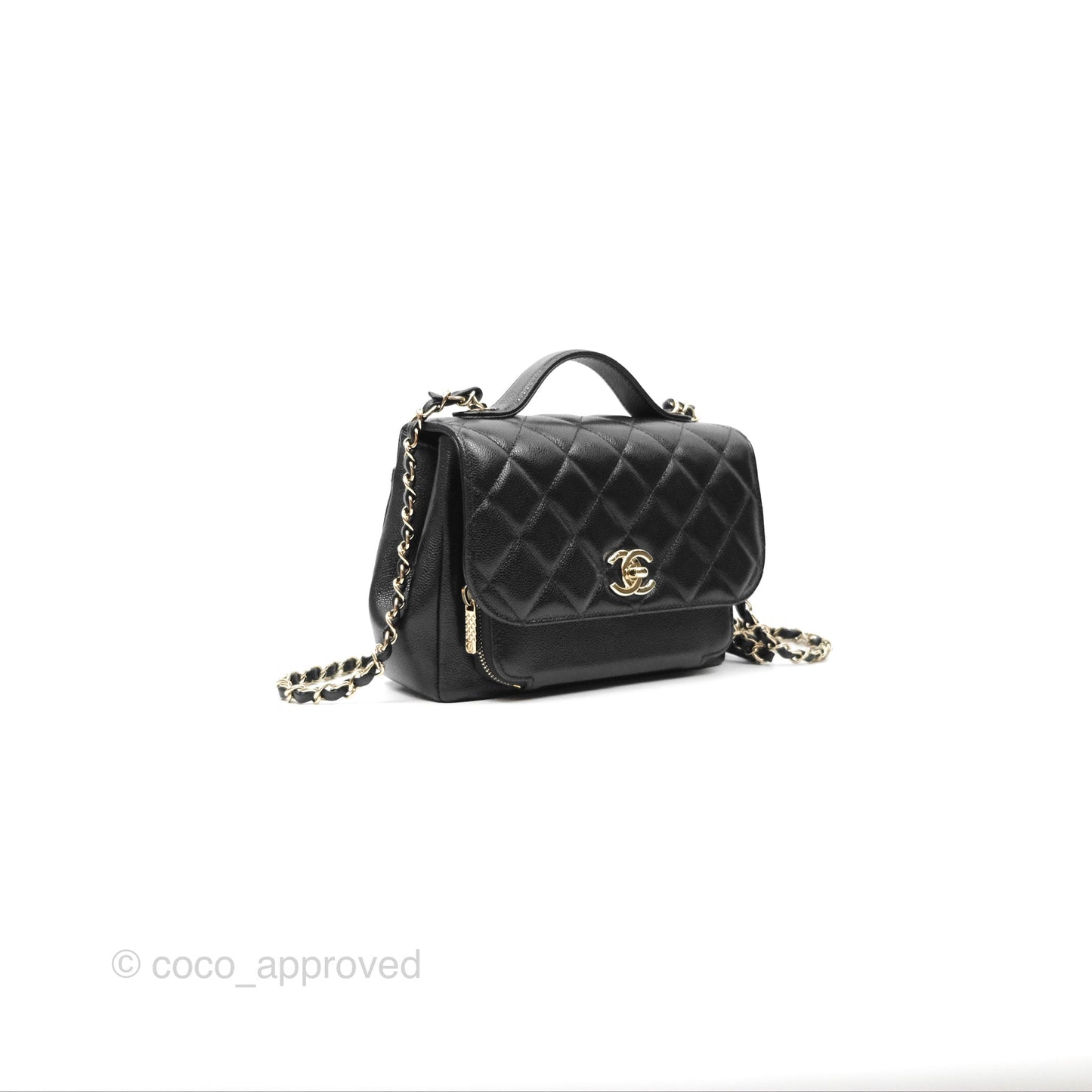 Chanel Quilted Medium Business Affinity Flap Black Caviar Light Gold Hardware