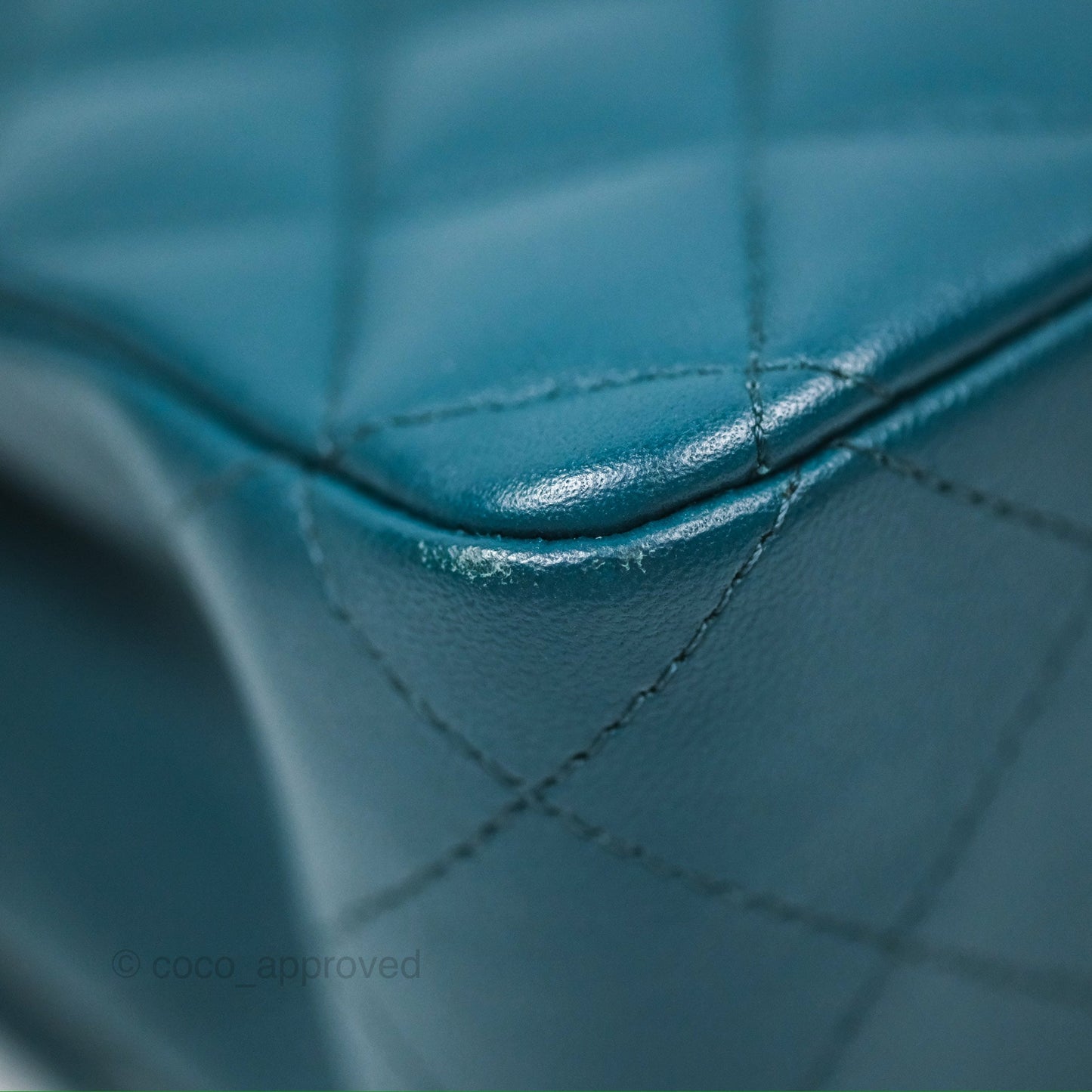 Chanel Classic M/L Medium Flap Quilted Teal Lambskin Silver Hardware