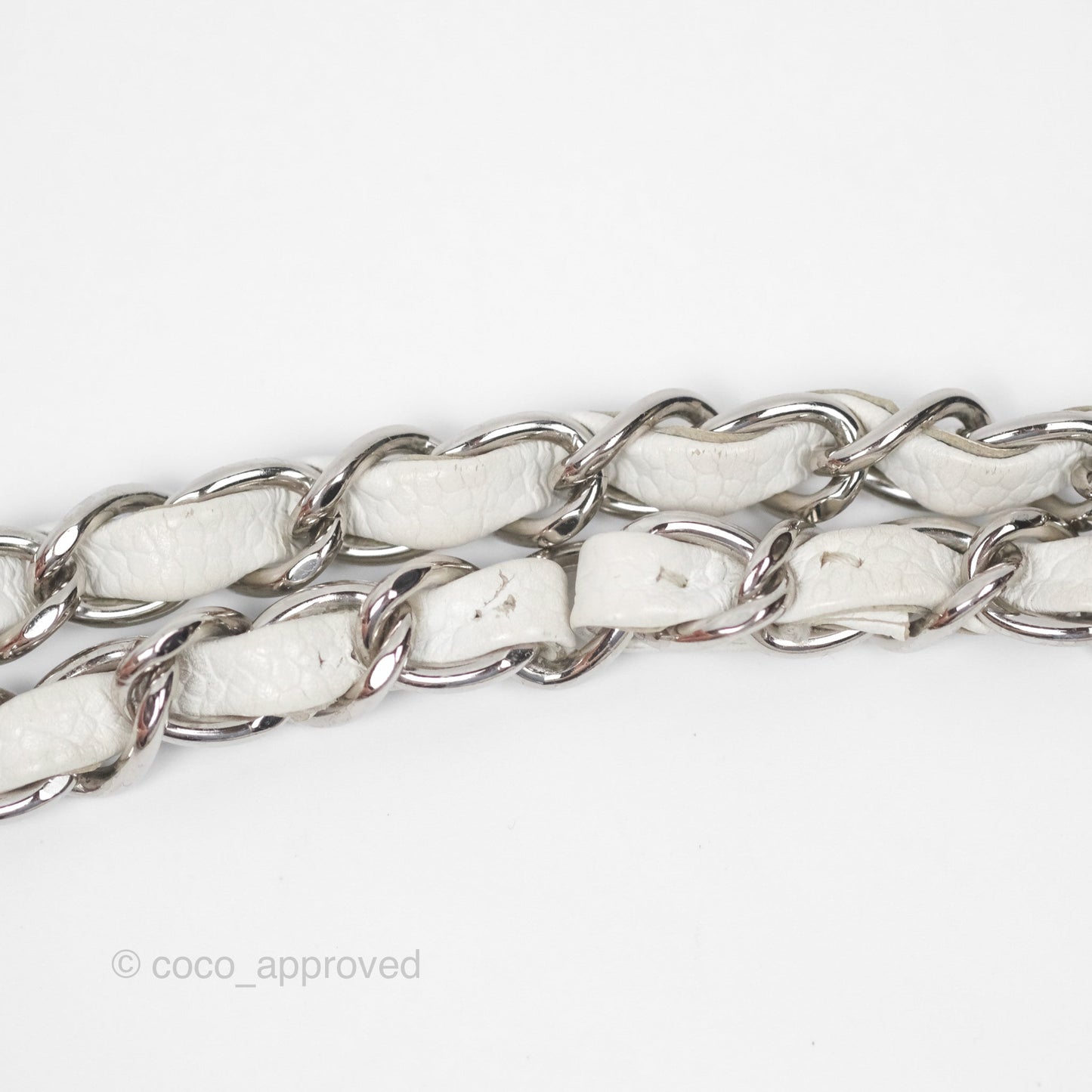 Chanel Classic M/L Medium Flap Quilted White Caviar Silver Hardware