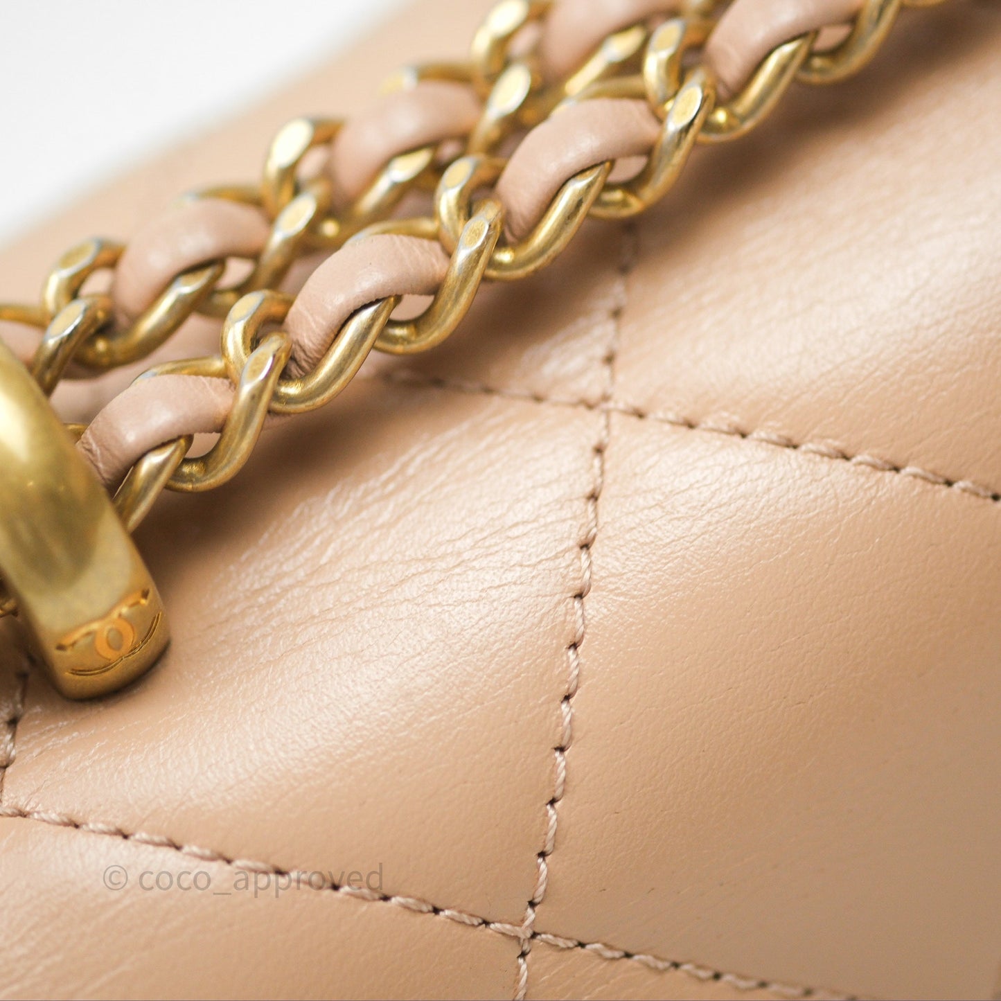 Chanel Quilted Mini Perfect Fit Adjustable Beige Calfskin Gold Hardware