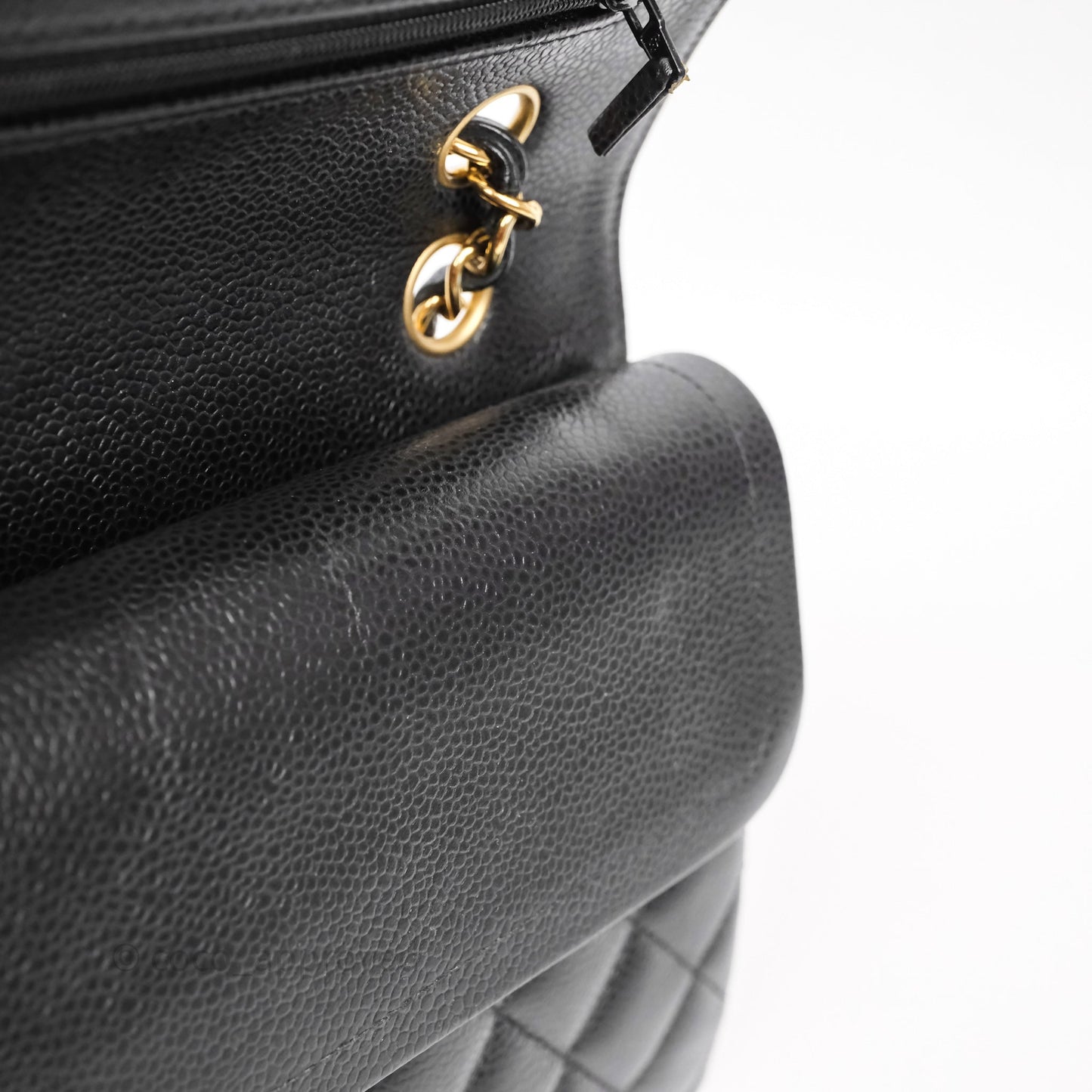 Chanel Classic M/L Medium Flap Quilted Black Caviar Gold Hardware