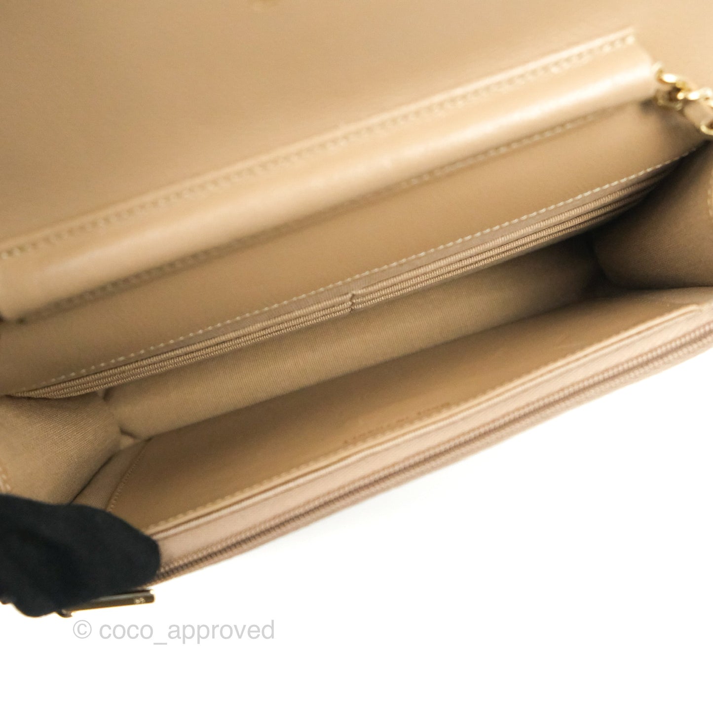 Chanel Quilted Classic Wallet on Chain WOC Dark Beige Caviar Gold Hardware