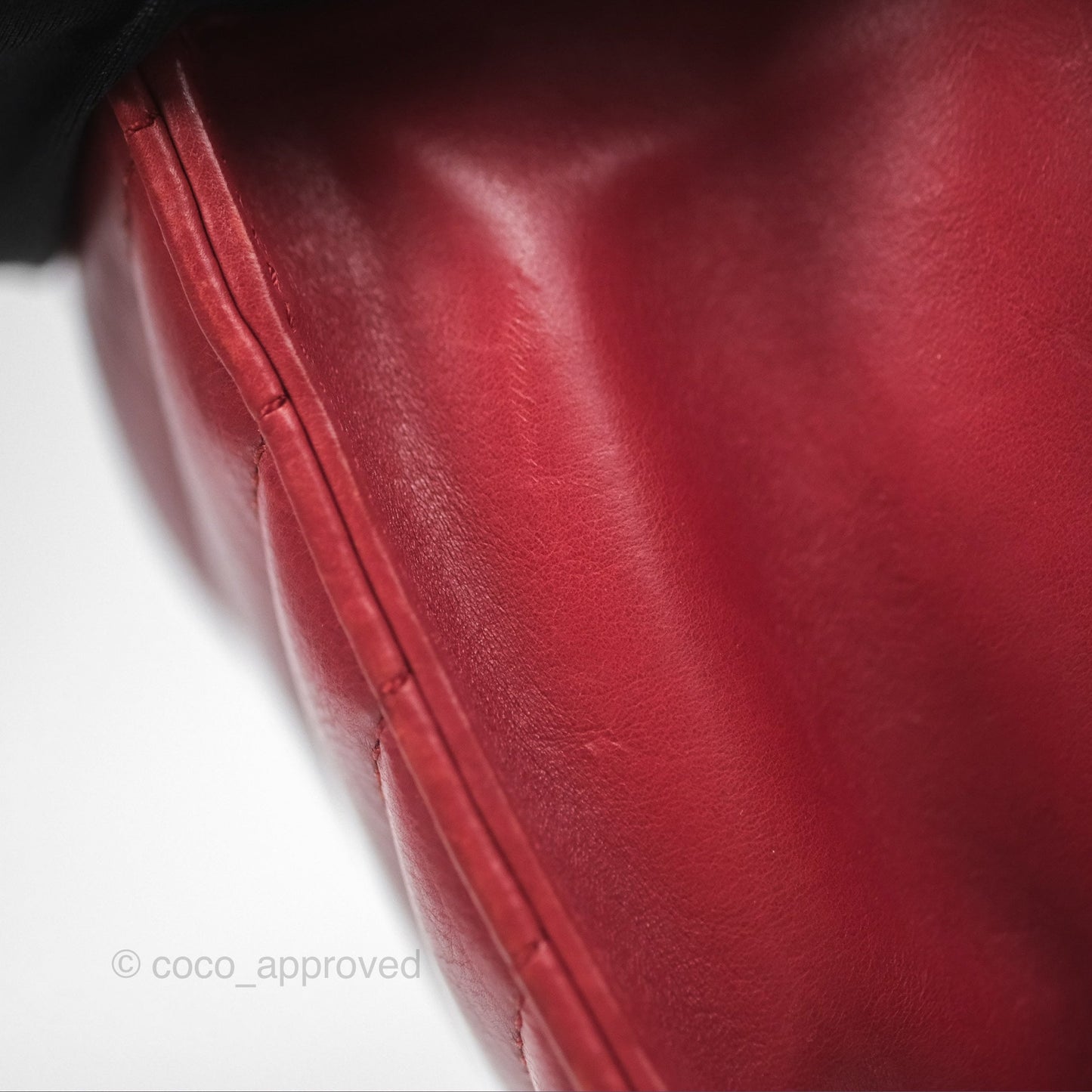 Chanel Chevron Shoulder Bag Red Calfskin Aged Gold Hardware