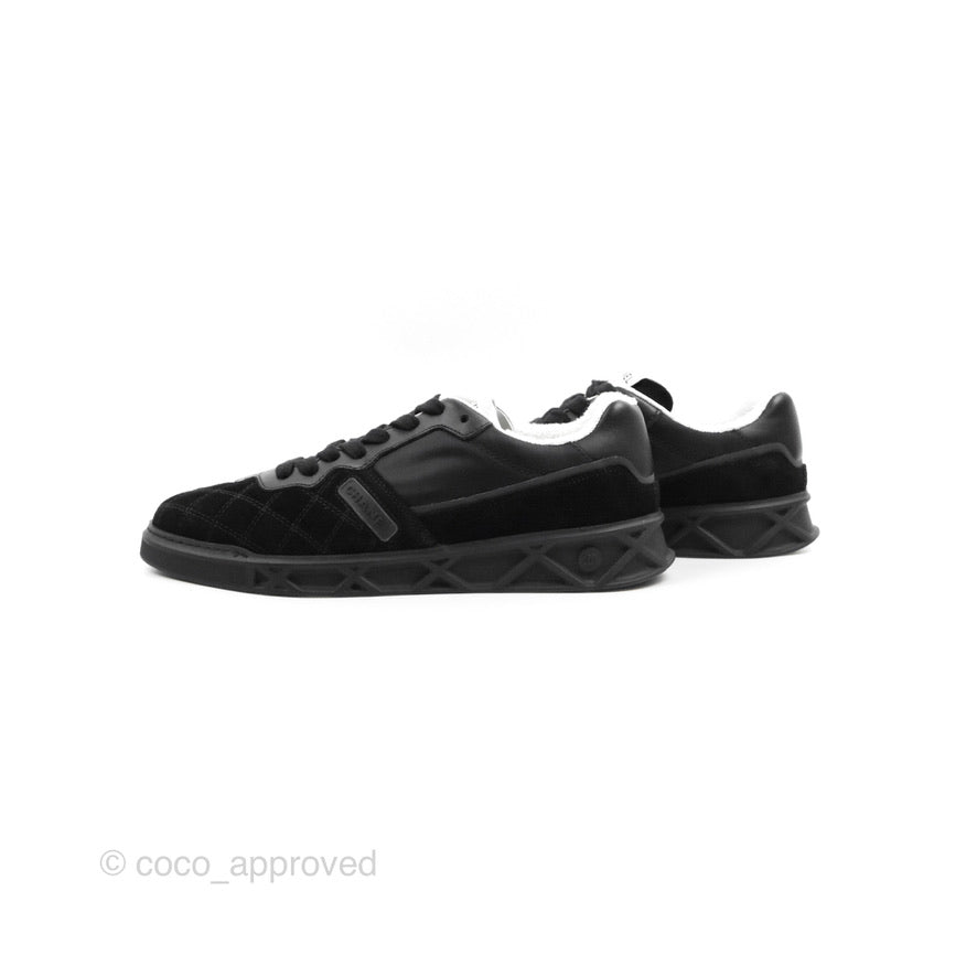 Chanel Suede Quilted Low Top Sneakers Black Size 37.5