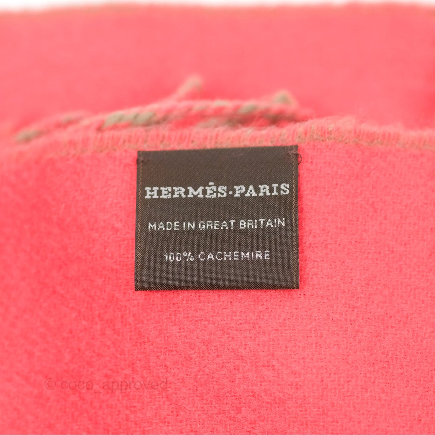 Hermes Cashmere Fringe Double Face Scarf Stole Etoupe/Pink