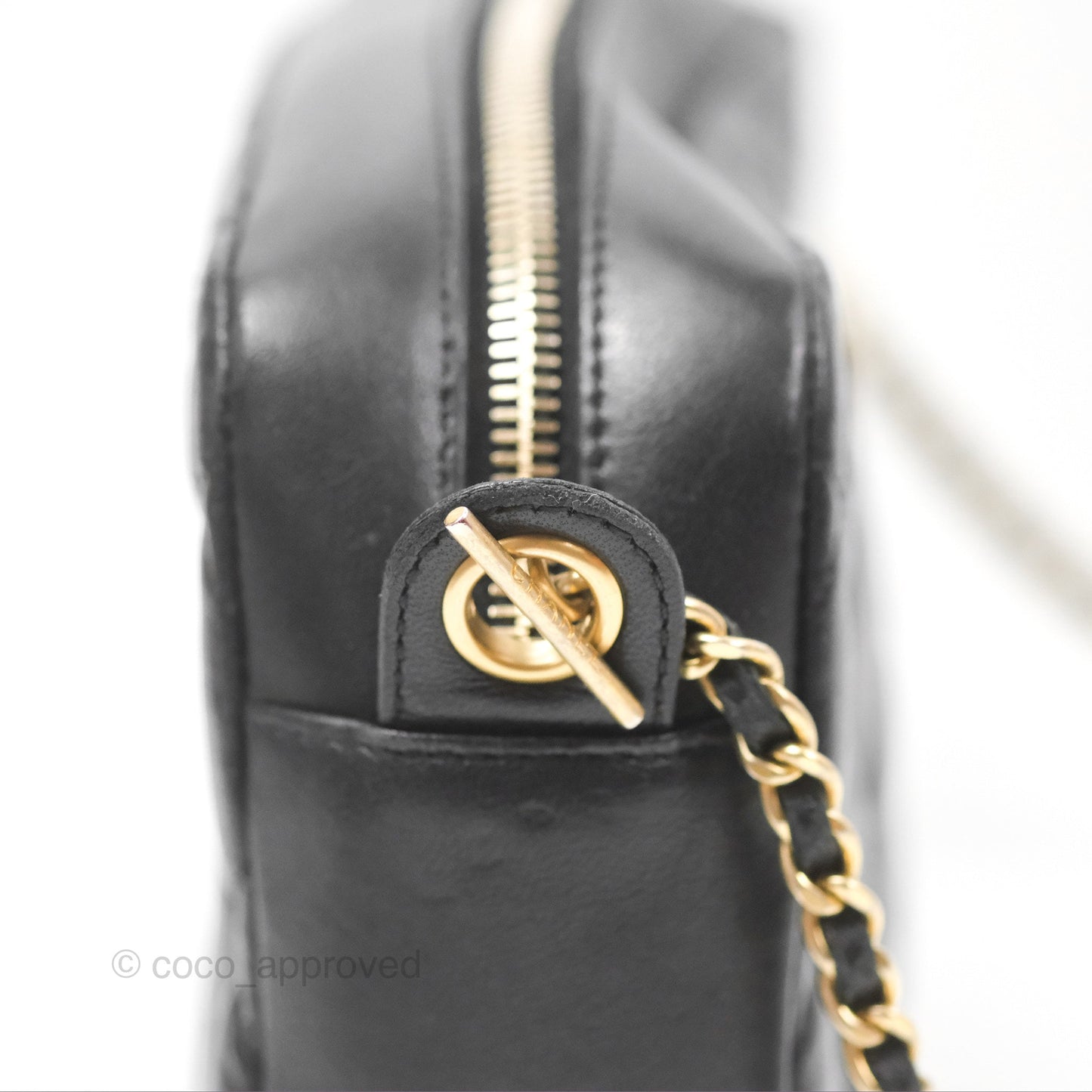 Chanel Small CC Camera Bag Quilted Black Lambskin Gold Hardware