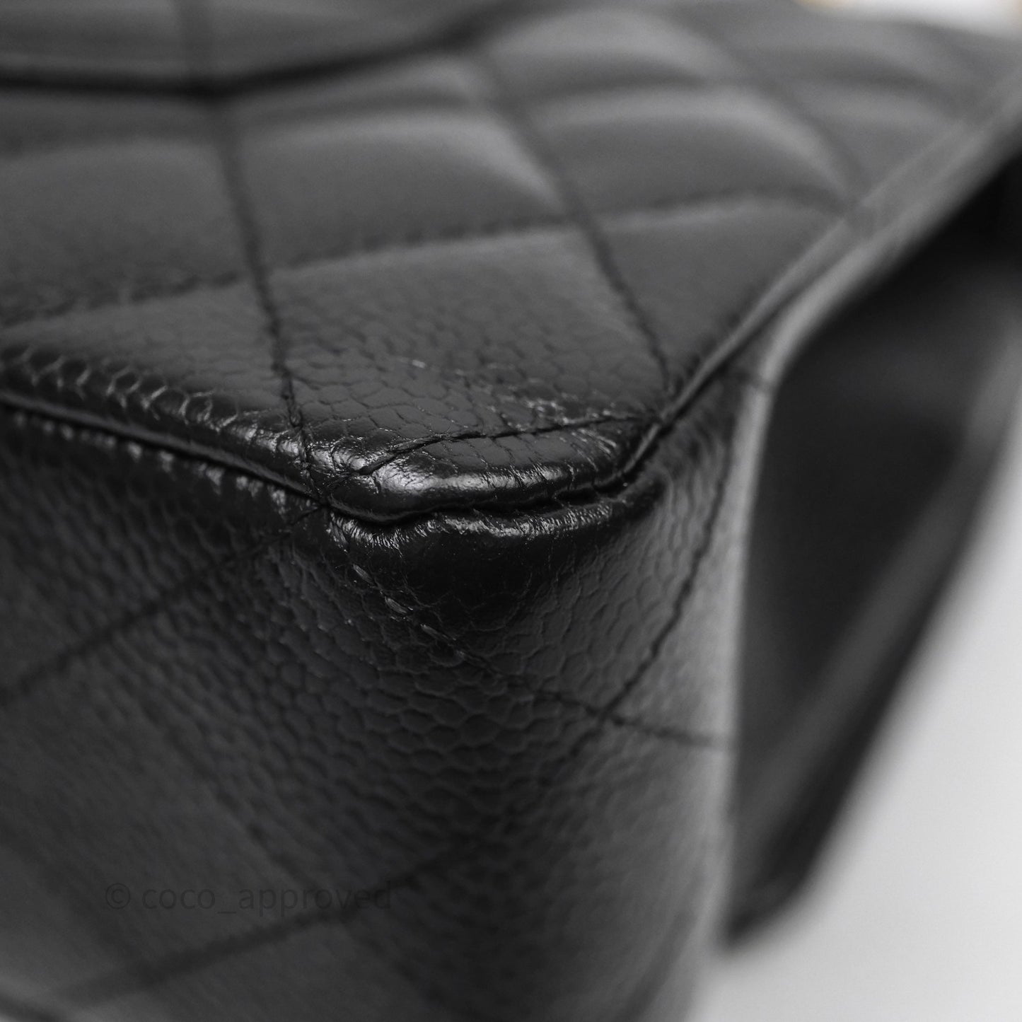 Chanel Classic M/L Medium Flap Quilted Black Caviar Gold Hardware