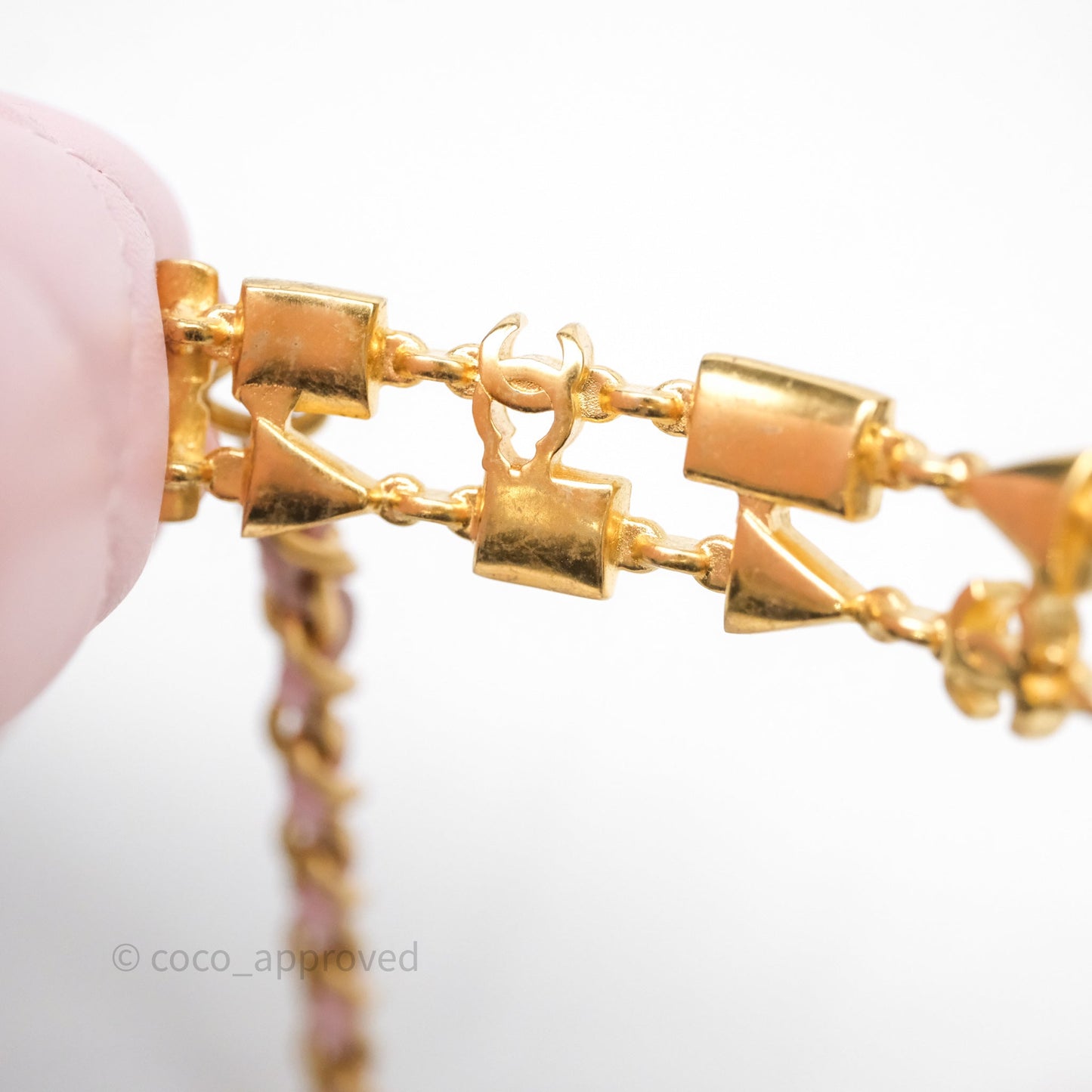 Chanel Mini Enamel Handle Clutch on Chain Pink Lambskin Gold Hardware