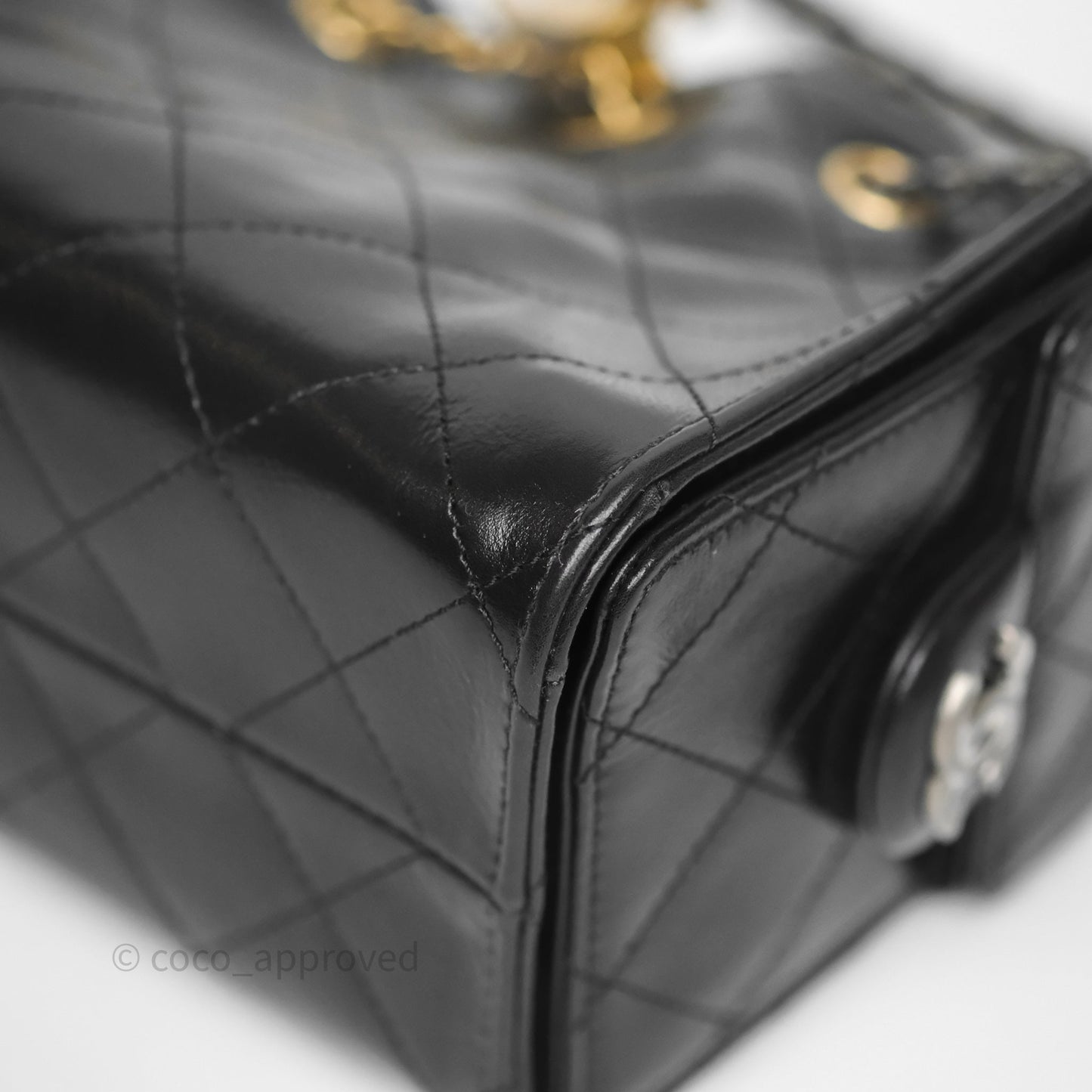 Chanel 25 Mini Black Shiny Crumpled Calfskin Mixed Hardware