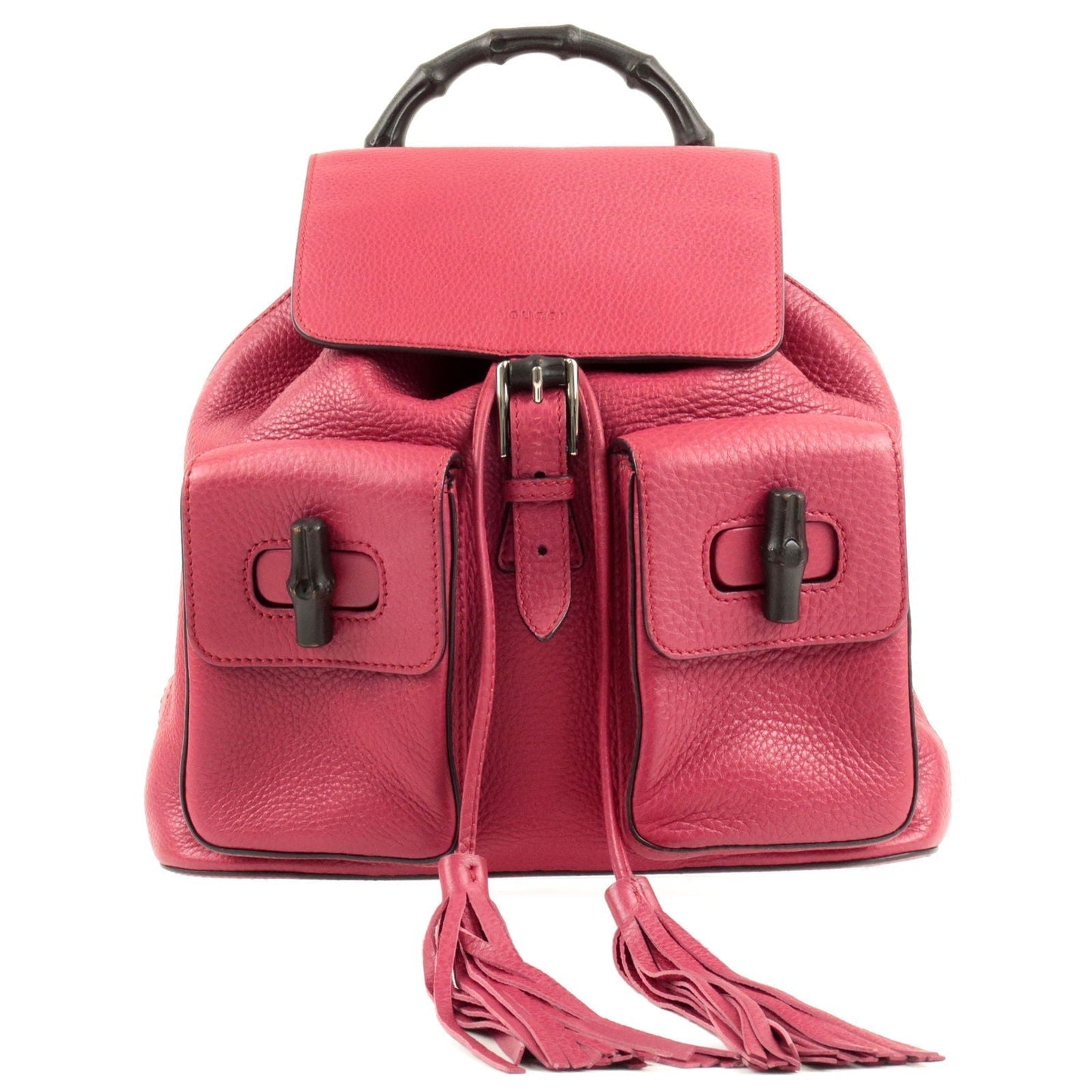 Luxury Gucci Bamboo Back Pack With Fringe Leather Pink 370833