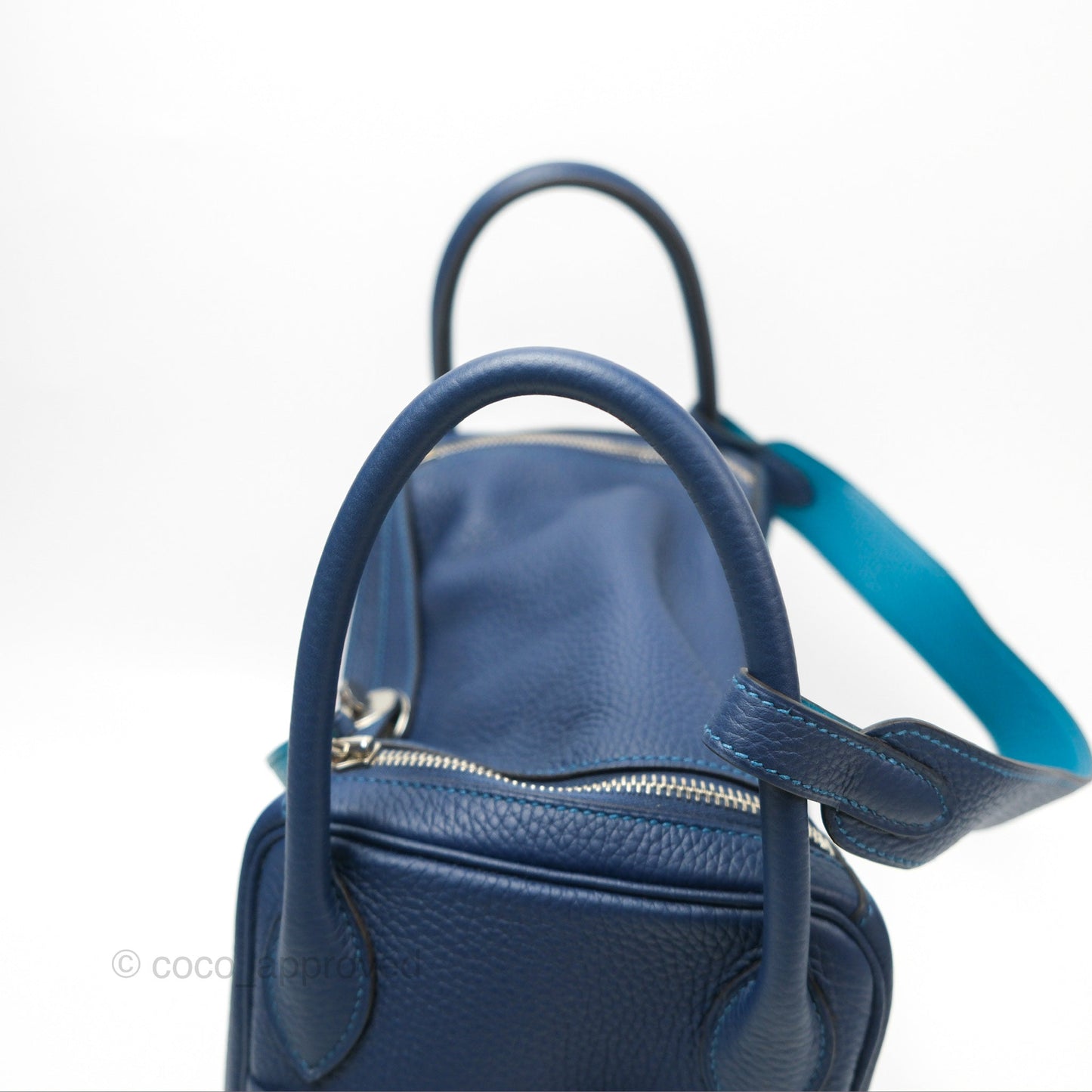 Hermès Lindy 30 Blue Saphir/ Blue Izmir Clemence Palladium Hardware