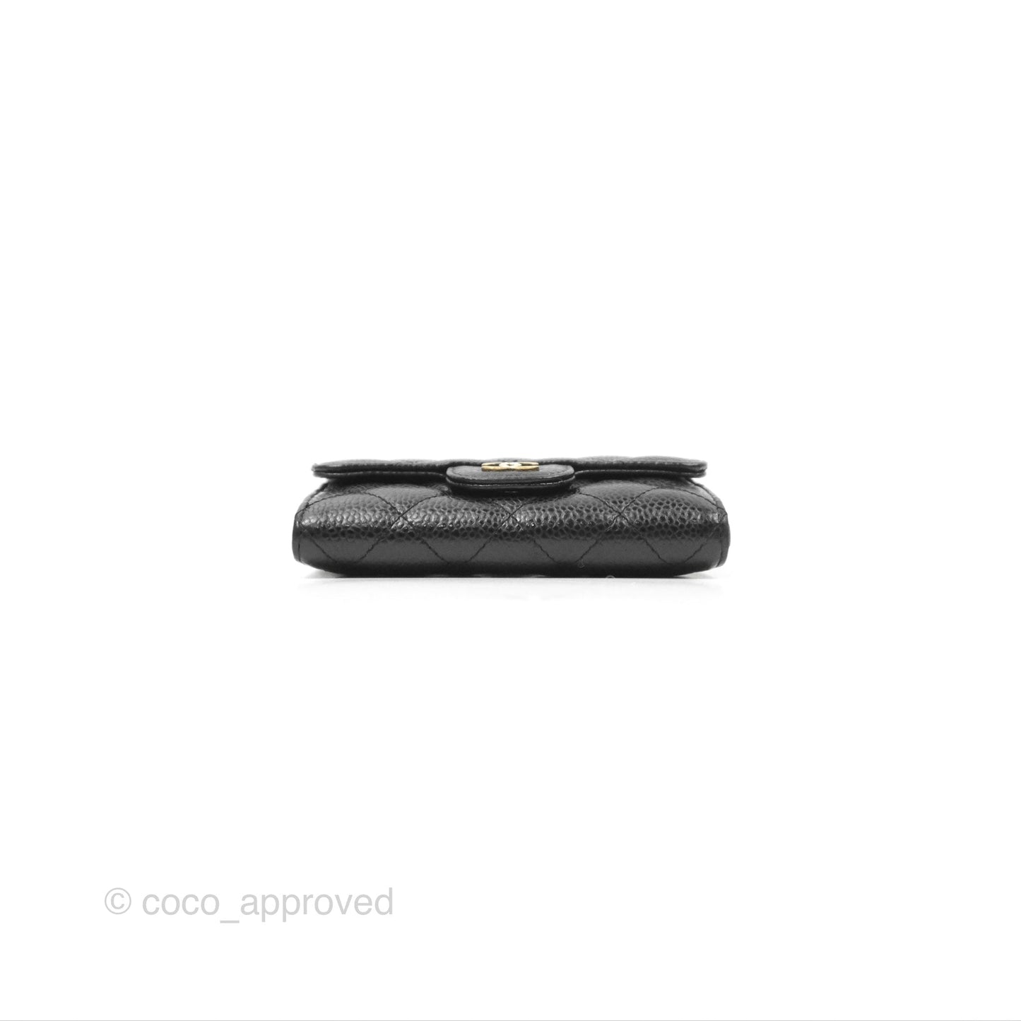 Chanel Quilted Flap Card Holder Black Caviar Gold Hardware