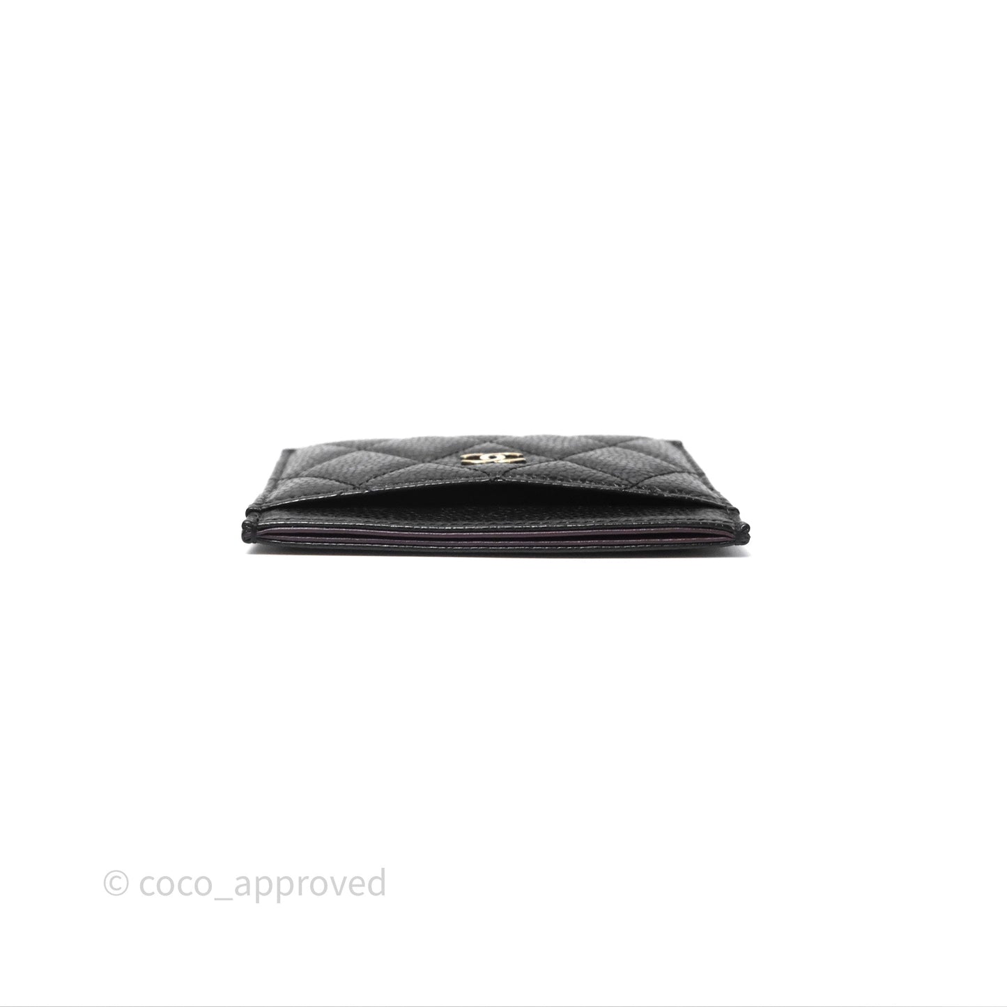 Chanel Classic Flat Card Holder Black Caviar Gold Hardware
