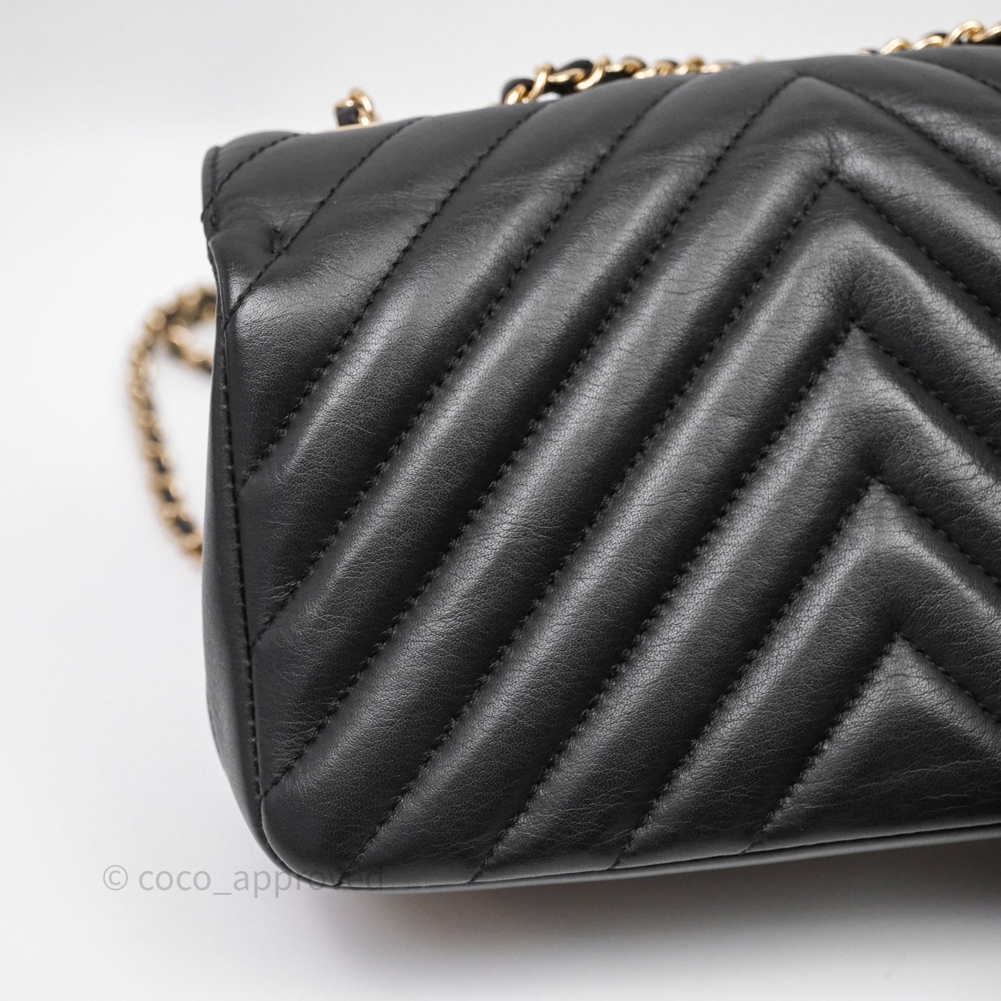 Chanel Small Statement Chevron Flap Bag Black Gold Hardware