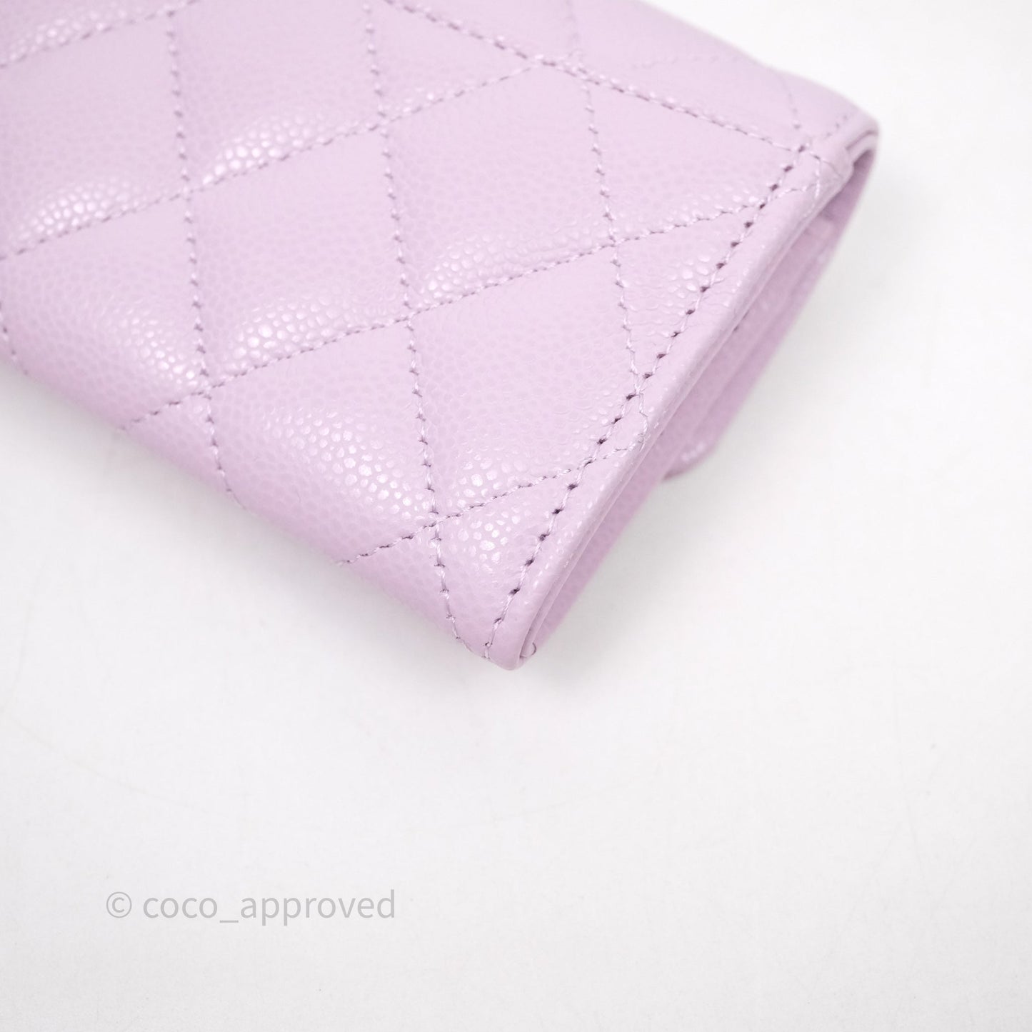 Chanel Quilted Flap Card Holder Purple Caviar Gold Hardware